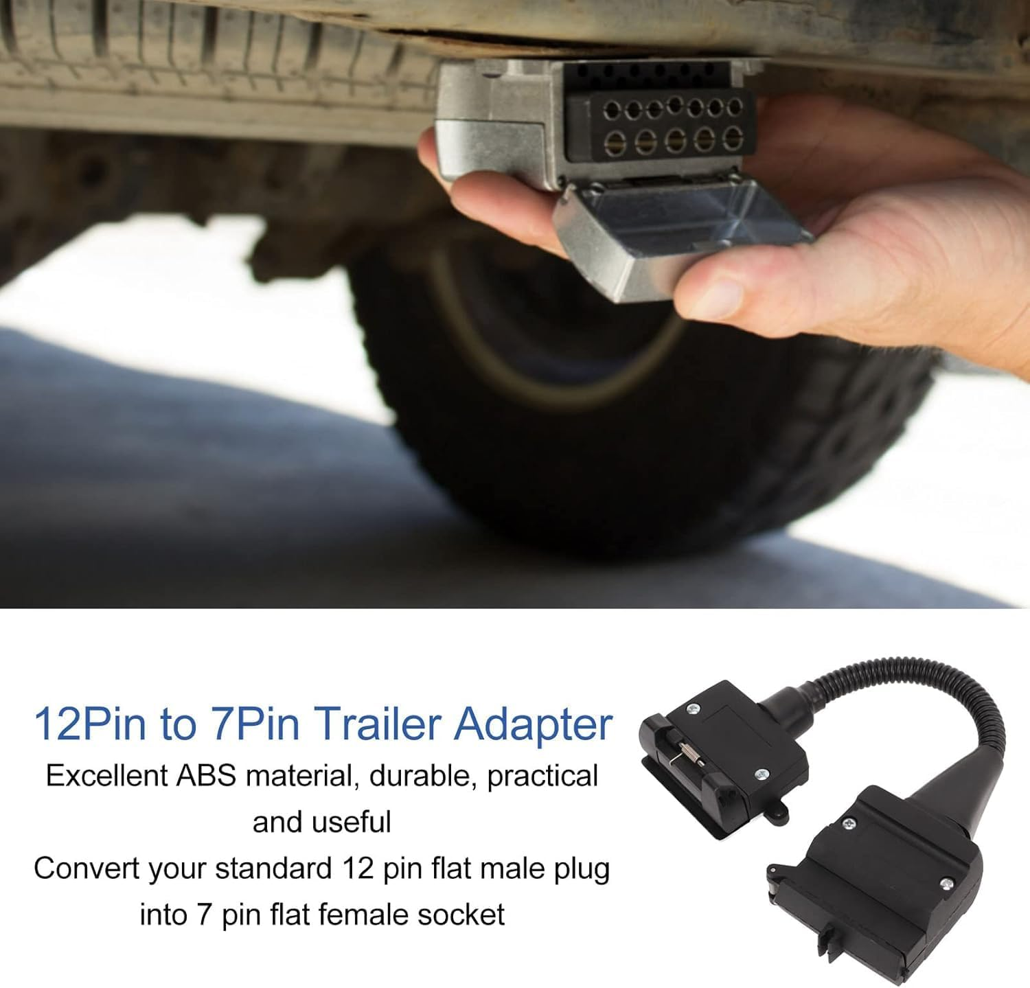 Trailer Adapter 12 Pin AU Plug to 7 Pin Flat Socket Caravan Wiring Connector 4WD Trailer Connector image number 3