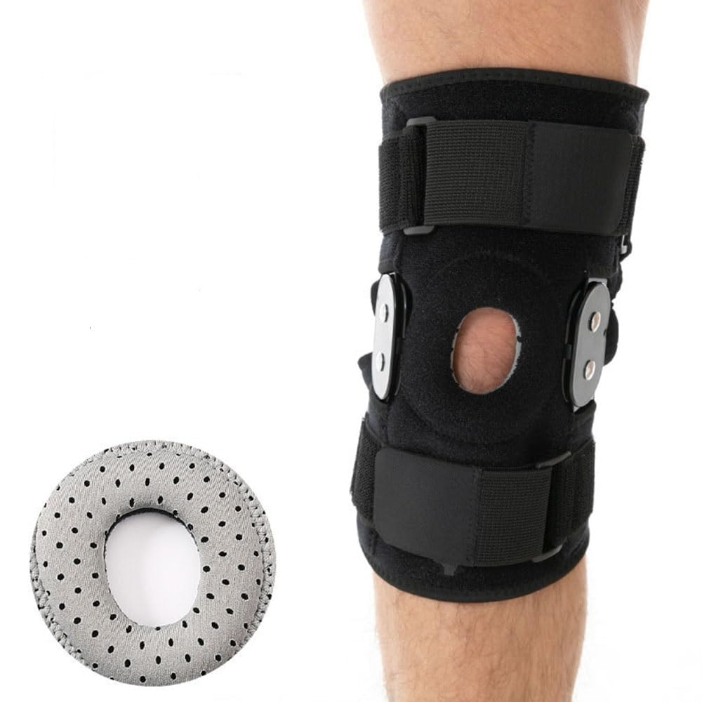Hinged Knee Brace for Knee Pain with Side Stabilizers Knee Braces for Women Men Adjustable Knee Pad for Meniscus Tear plus Size Compression Patella Gel Pads Knee Support for ACL, MCL image number 4