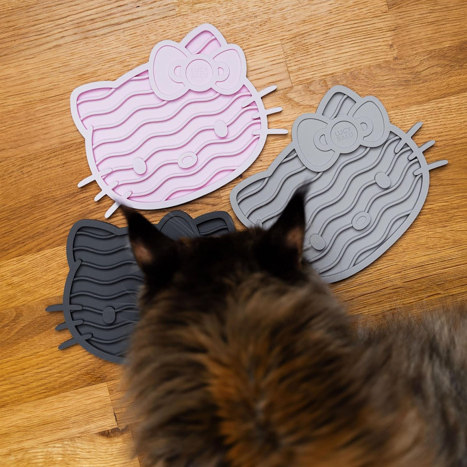 Lucybalu X Hello Kitty ZENCAT Licking Mat for Cats | Cat Lick Mat | Slow Feeder | Lick Mat Made of Food-Grade Silicone | Silicone Mat for Licking | Pink image number 6