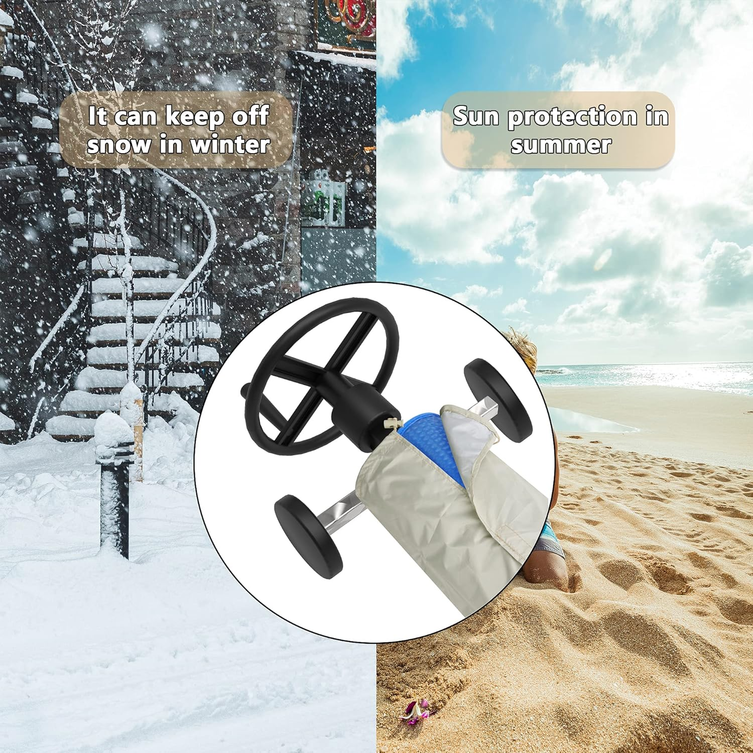 Codree Solar Reel Protective Cover for Pool up to 16 FT Wide, Waterproof Pool Reel Cover Solar Blanket Cover for above Ground and Inground Pools image number 1