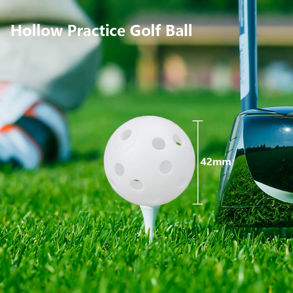 Vekol Practice Golf Balls 40 Pack, 42Mm Hollow Airflow Plastic Golf Balls for Backyard, Training Golf Balls for Driving Range, Swing Practice, Indoor and Outdoor Use image number 6