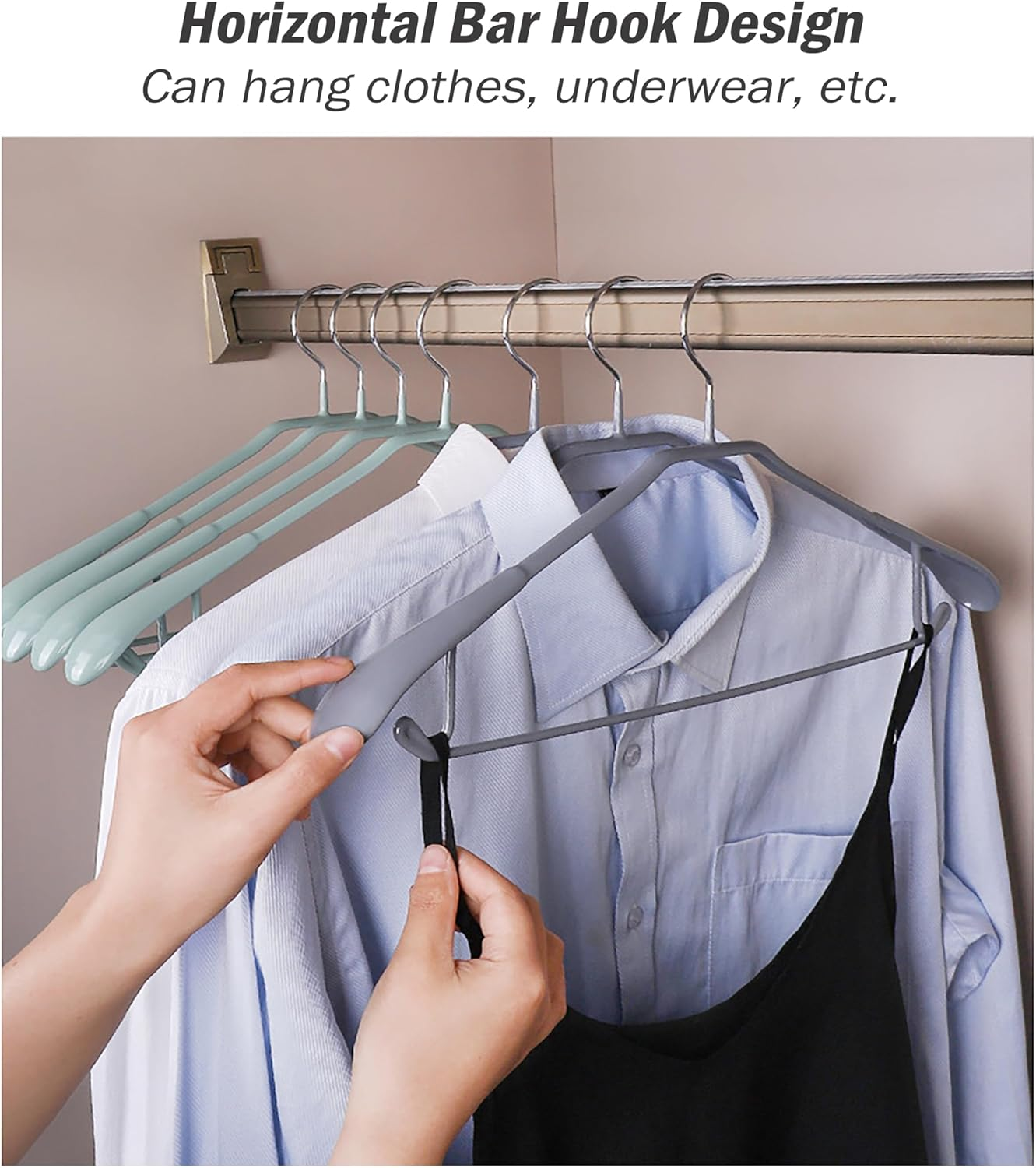 Zekroh 10 Pack Wide Shoulder Metal Hangers, 17.7 Inch Heavy Duty Retro Suit Hangers with Non Slip Pvc-Coating for Closet, Dresses, Pants, Sweaters, Jackets (White) - 2 image number 3