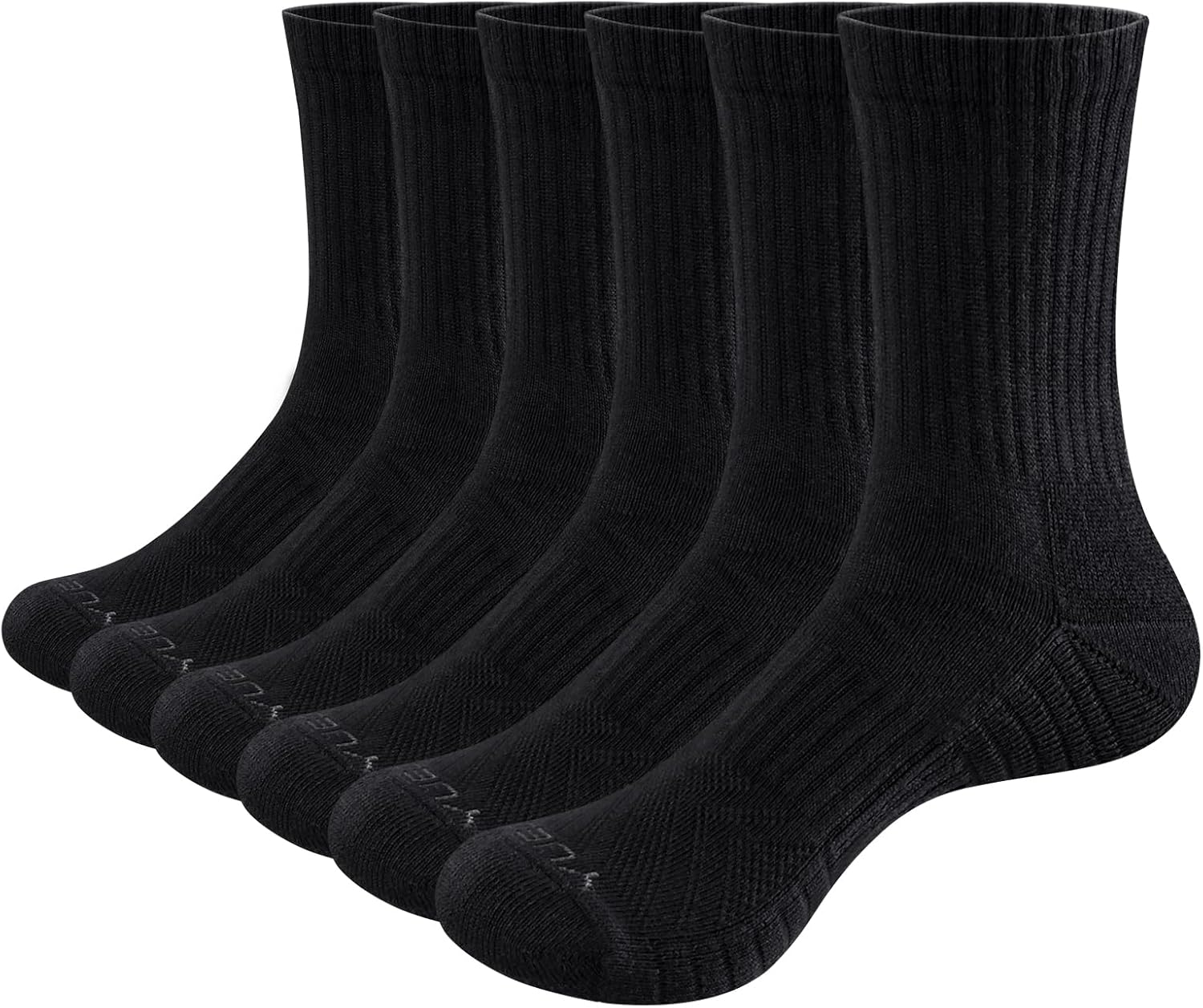 YUEDGE 6 Pairs Mens Socks Moisture Wicking Cushioned Crew Socks Breathable Anti-Odor Work Socks Performance Training Athletic Sports Socks for Men