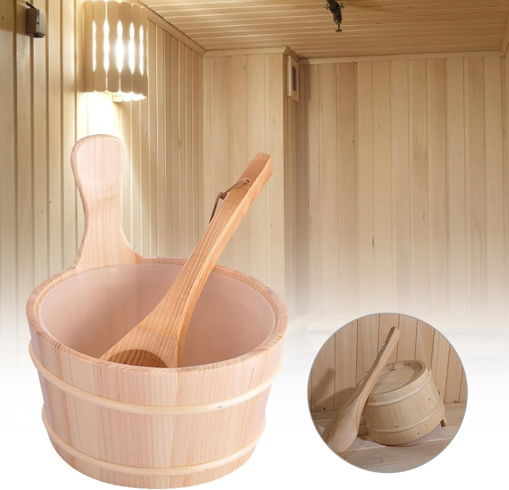 Sauna Bucket and Ladle Set - Spa Accessory for Steaming Room, Spa and Sauna Accessories for Homes, Bathrooms, Family, Parents, Friends, image number 2