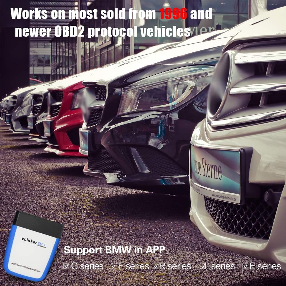Vgate Vlinker BM+ OBD2 Bluetooth Scanner for Bmw/Mini Bimmercode, Car Code Reader for Ios, Android, and Windows image number 1