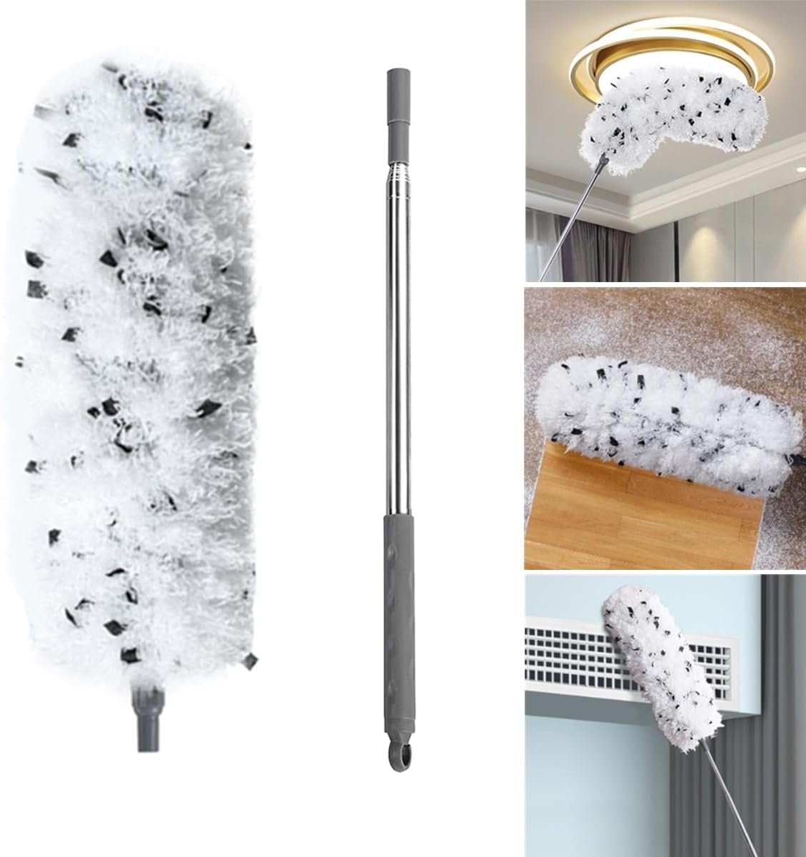 BOOMJOY Microfibre Duster with Telescopic Stainless Steel Pole Extendable Bendable Head for Home Car Duster Magic