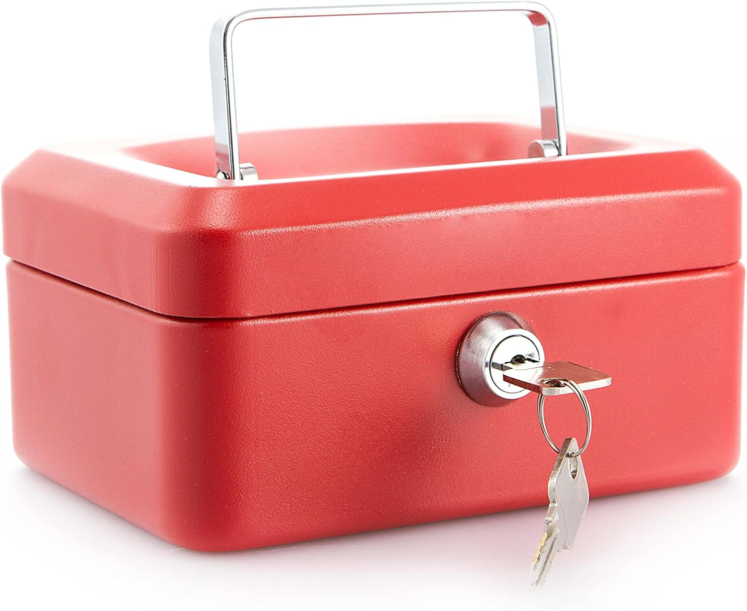 Burg-W&auml;chter Lockable Cash Box with Key and Coin Insert, Small, Sheet Steel, Money 5015, Turquoise-Green - Black image number 3