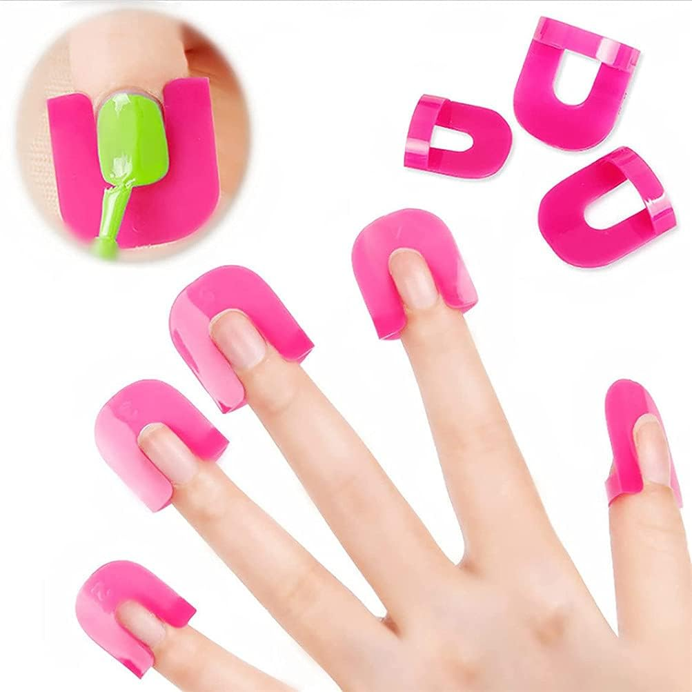 26 Pcs (10 Sizes) Nail Protector Holder, Nail Art Tool for Shield Finger Spill-Proof, Reusable Soft Plastic Shield Protector Tools for Women DIY Manicure image number 5