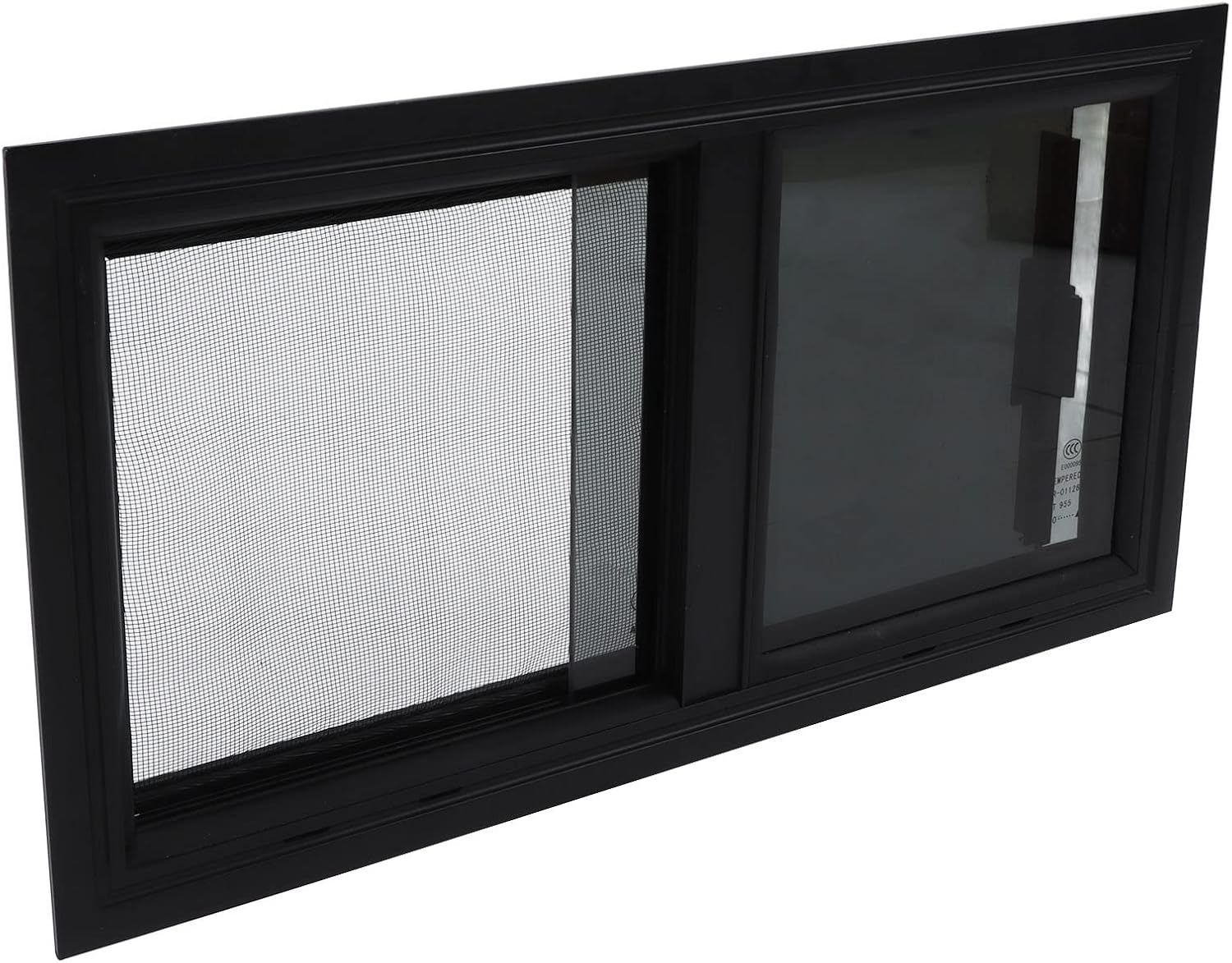 RV Window, 21.65 W X 10.24 H Sliding Black RV Window, Horizontal Vertical Slide, Replacement Trailer Window Camper Window with Privacy Screen Nets, for Rvs Vehicles image number 2