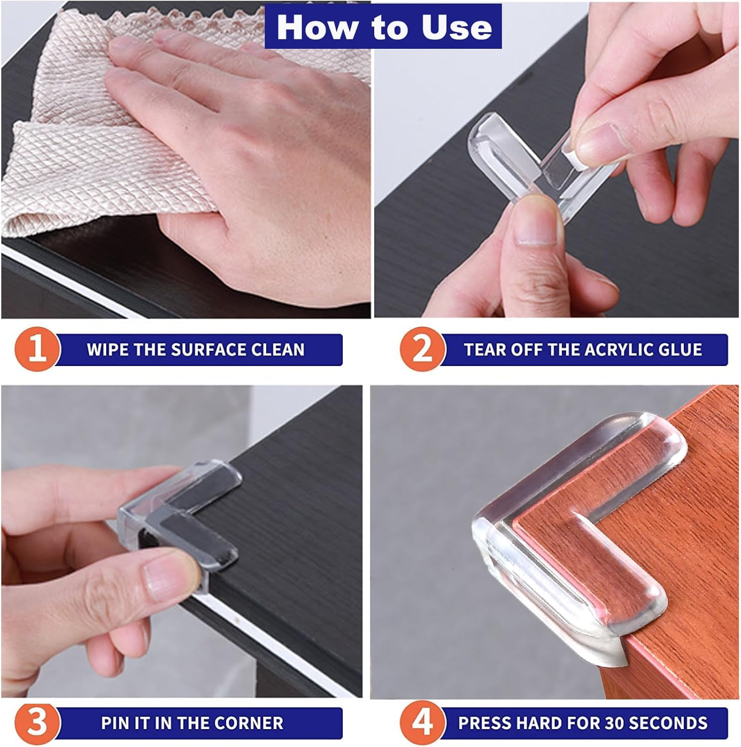 32 Pack Clear Corner Protector, Corner Protectors,Furniture Corner & Edge Safety Bumpers,Table Corner Protectors,12 round 12 L-Shaped,Cover Sharp Furniture Edges and Table Corners image number 1