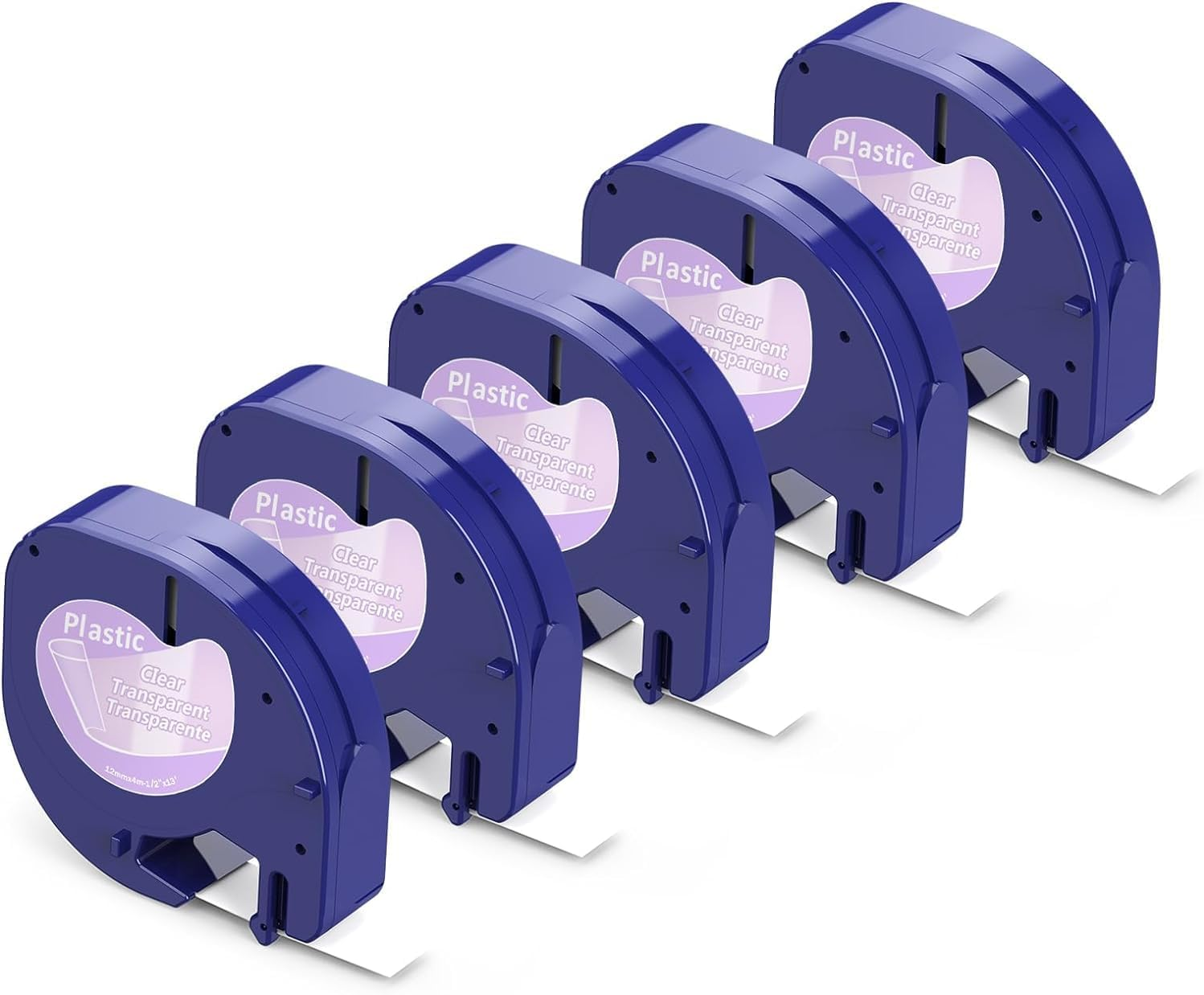 5-Pack Anycolor Replace for Dymo Letratag Refills Clear 16952 Plastic Tape 12Mm X 4M Label Maker Refills Transparent, Compatible with Dymo Letratag LT-100H LT-100T LT-110T 200B QX50 Label Maker
