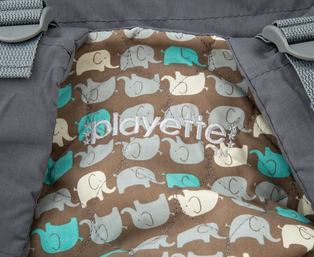 Playette Shopping Trolley and High Chair Cover &ndash; Elephant Print, Foldable with Toy Loops, Adjustable Straps, Multi-Use Baby Seat Cover image number 1