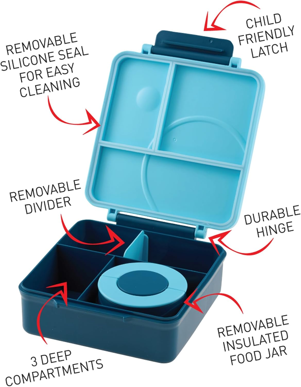 Yumyum Kids Bento Lunch Box with Insulated Food Jar, Blue image number 5