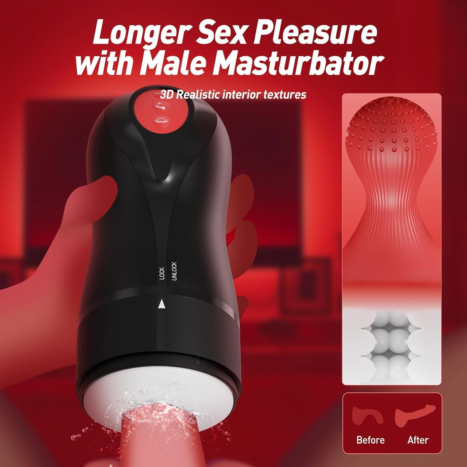 Male Masturbator Penis Pump - Male Sex Toys for Men with 3 Swirling 5 Tightening 10 Vibration Modes Sucking Penis Training Vibrator Glans Trainer Adult Toys Mens Sex Toys Enlargers image number 2
