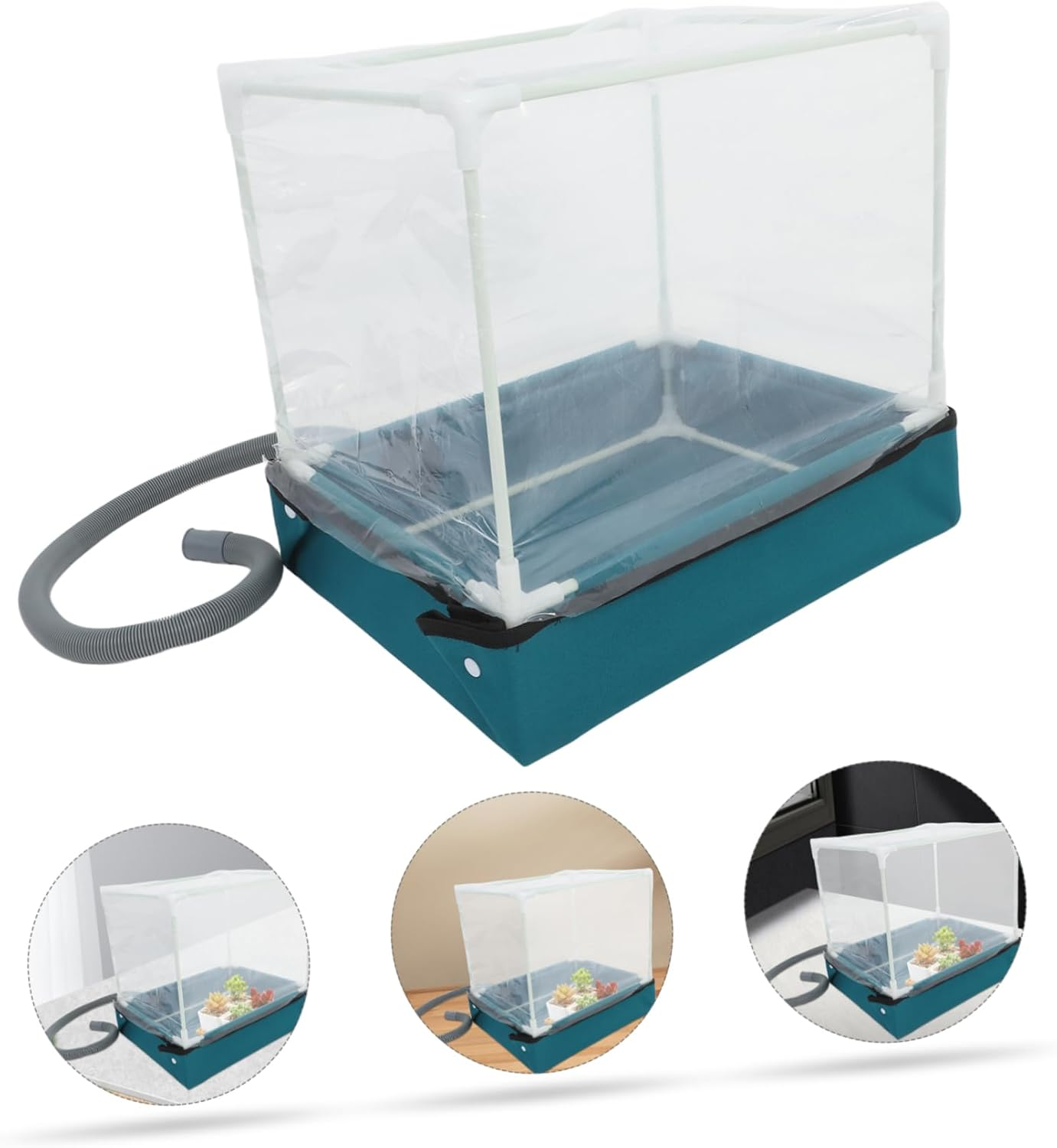 PAMINGONO Succulent Planting Box Indoor Greenhouse Kit Compact Succulent Greenhouse for Tabletop Garden Display Mini Plant Container Drainage and Small Container Gardening image number 4