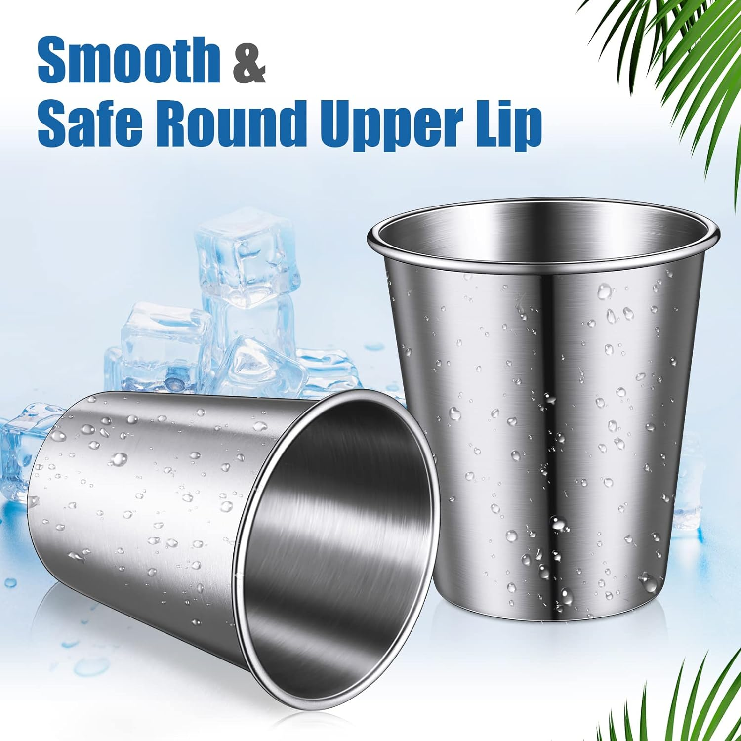 Baderke 16 Pack Stainless Steel Cups for Kids and Adult Pint Tumbler Metal Cups Stackable Tumbler Shatterproof Metal Drinking Glasses for Travel Outdoor Camping(10 Oz/ 300 Ml) image number 4