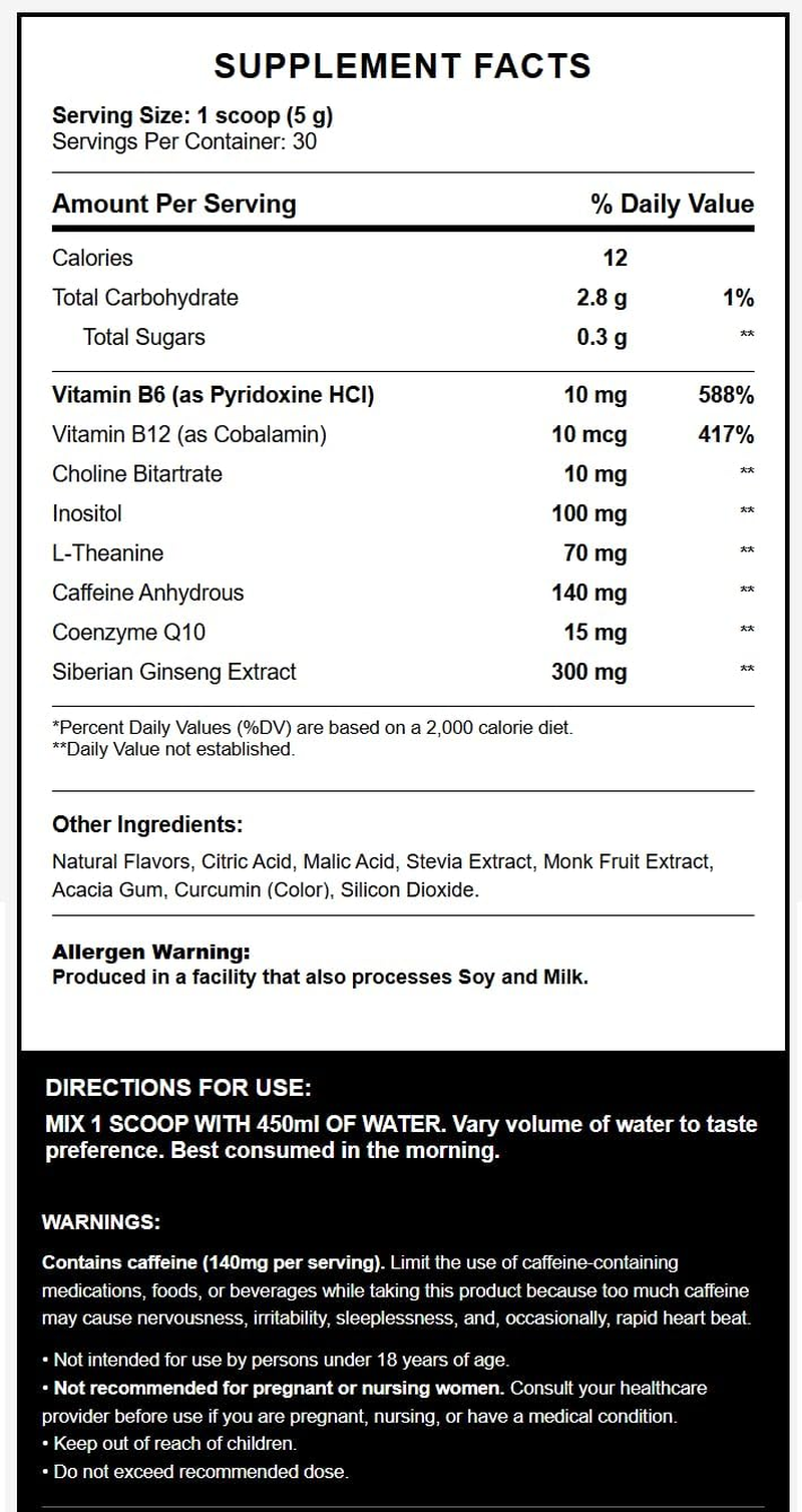 Recharge &ndash; Daily Energy & Focus Drink Mix for Men | Dad-Crafted Blend with Ginseng, L-Theanine, Inositol, Coq10 & B-Vitamins | 30-Day Supply &ndash; Steady Fuel, No 2Pm Crash image number 5