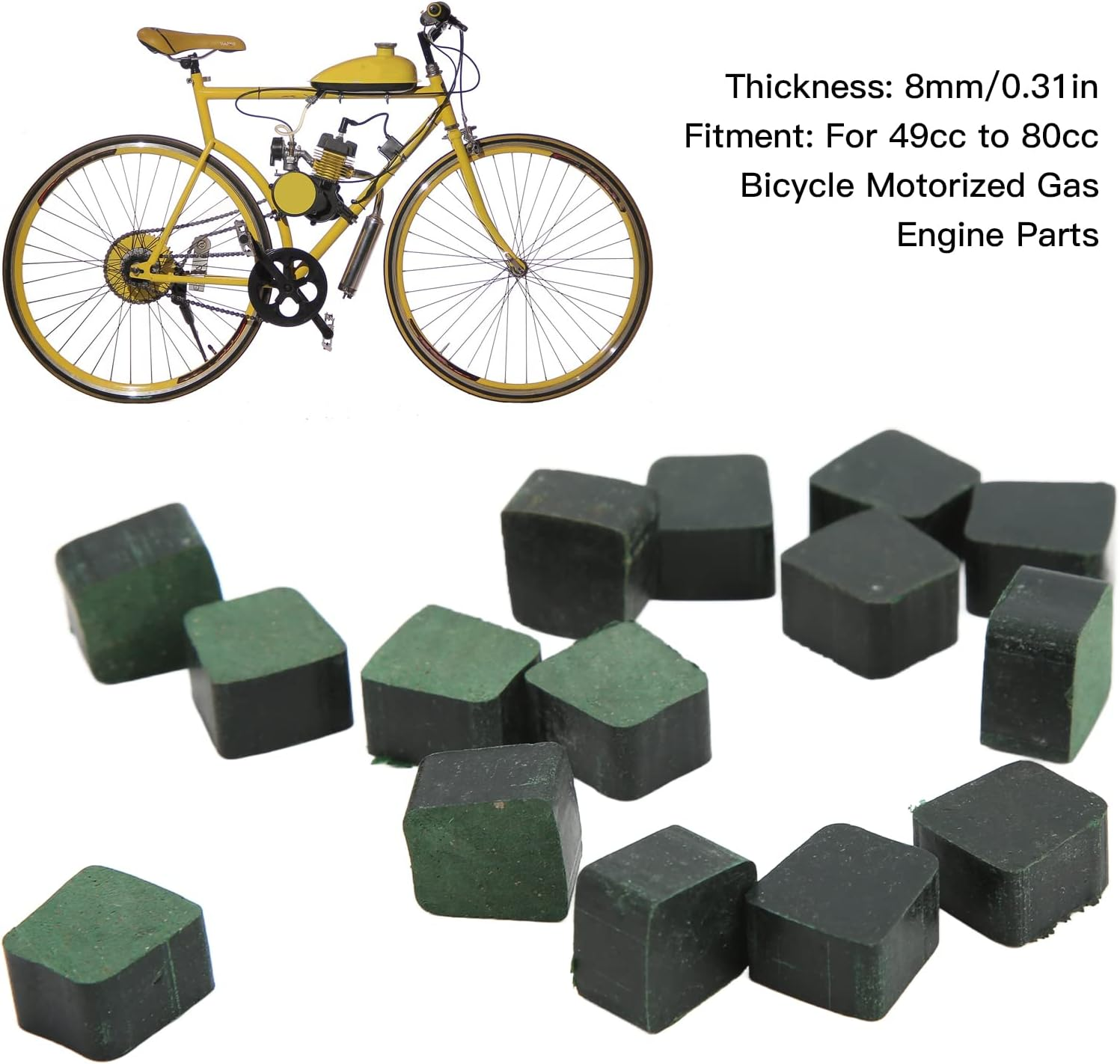 15Pcs Motorized Pads, ABS Square Shape Green Engine Pads Replacement for to Motorized Bike Gas Engine Parts image number 6