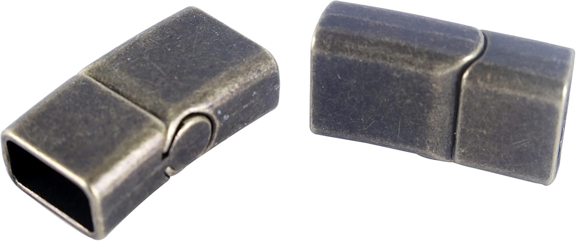 KONMAY Magnetic Jewelry Bracelet Clasps, 10 Sets 12.0X6.0Mm Antique Brass Flat Closure Magnetic End Caps for Leather Bracelet Making