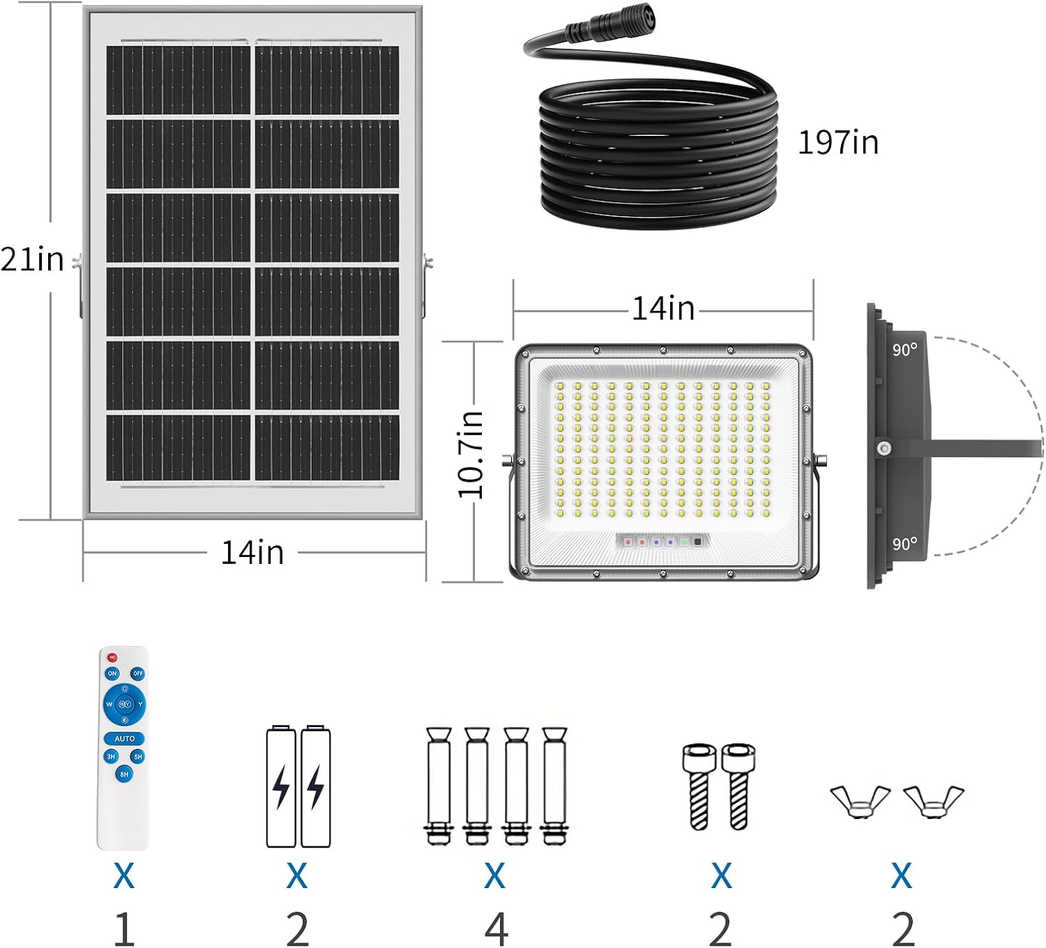 1500W Outdoor Solar Light 32000LM Solar Flood Lights Outdoor, IP66 Waterproof LED Lights, 6500K Daylight White Floodlight for Yard, Stadium, Playground, Patio Barn, Garden, Garage