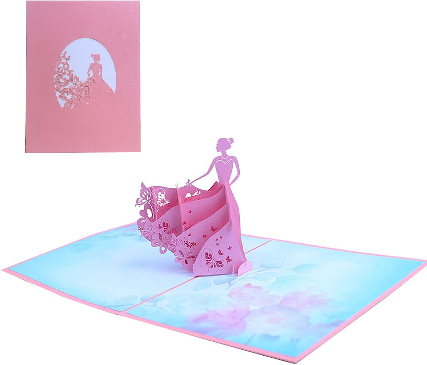 1 PCS Pink Princess 3D Greeting Card Valentine'S Day Greeting Card Pop-Up Greeting Card Mother'S Day Greeting Card Birthday Greeting Card with Envelope