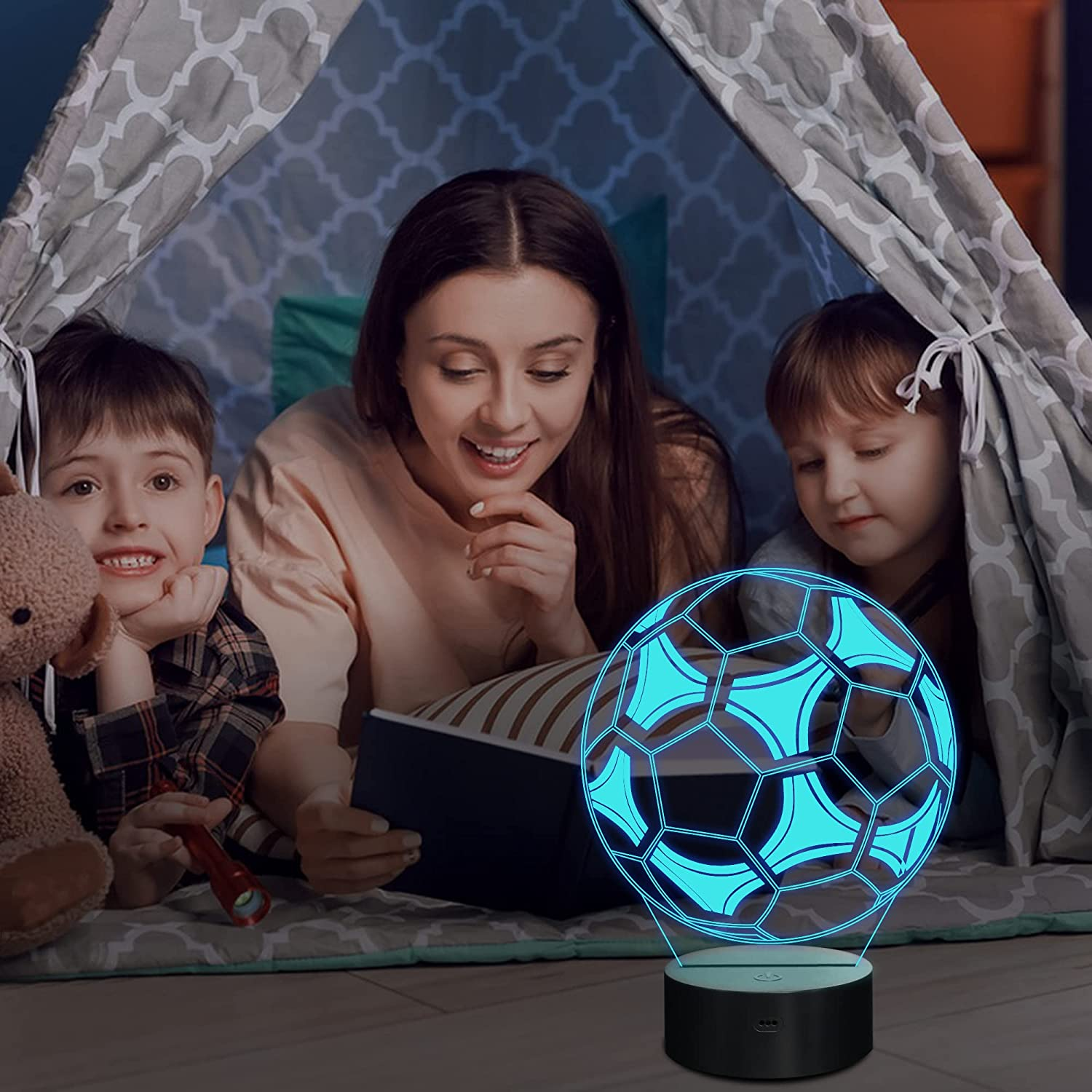 Soccer Night Light, Lampeez 3D Illusion Football Lamp for Kids, 16 Colors Changing with Remote, Kids Bedroom Decor as Xmas Holiday Birthday Gifts for Boys Girls image number 3