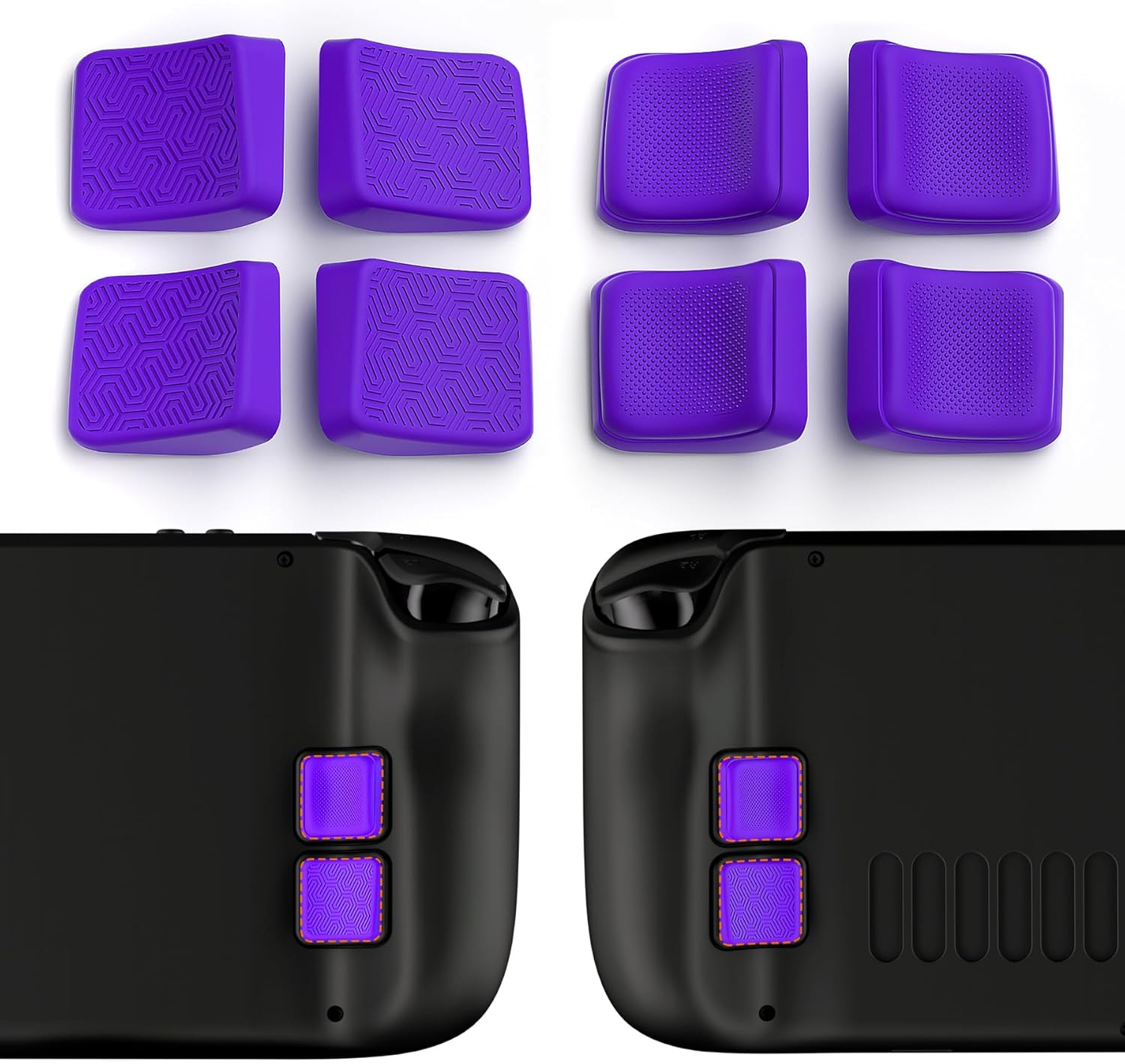 Playvital Mix Version Back Button Enhancement Set for Steam Deck LCD, Grip Improvement Button Protection Kit for Steam Deck OLED - Streamlined & Studded Design - Purple
