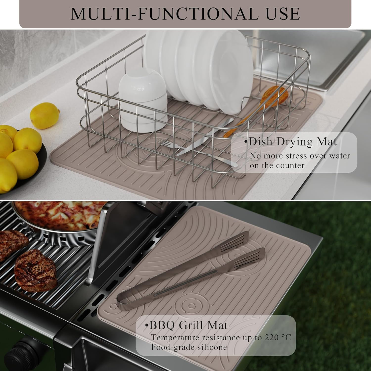 Wingcases Cat Litter Mat, 40X30Cm Silicone Litter Trapping Mat, Non-Slip, Easy to Clean, Waterproof Urine Resistant Material, Soft on Kitty Paws (Beige) image number 1