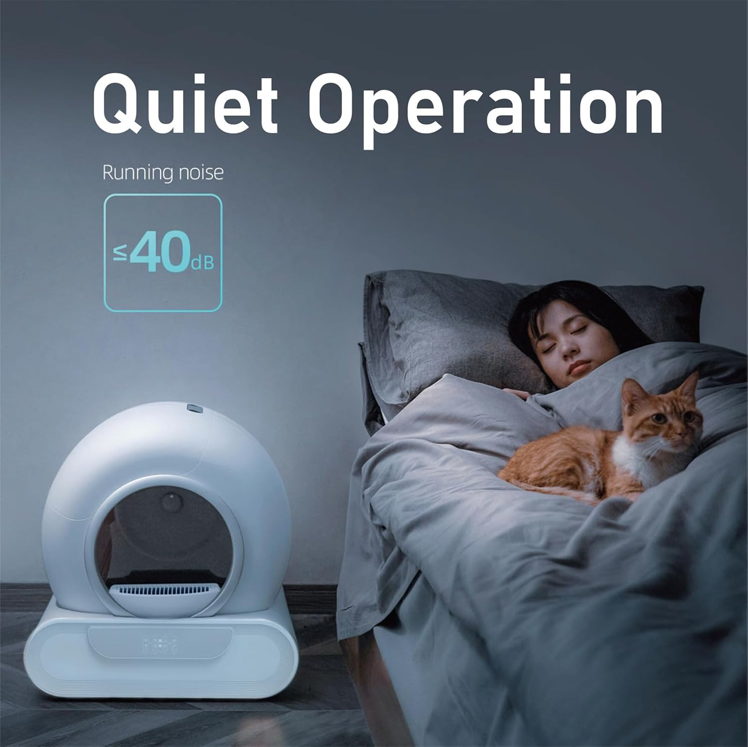 Self Cleaning Litter Box for Multiple Cats, Upgraded Extra Large 65L+9L Robot Litter Box with Negative Ion Sterilization & Deodorization, APP Control, 3 Rolls Litter Bag Liners image number 4