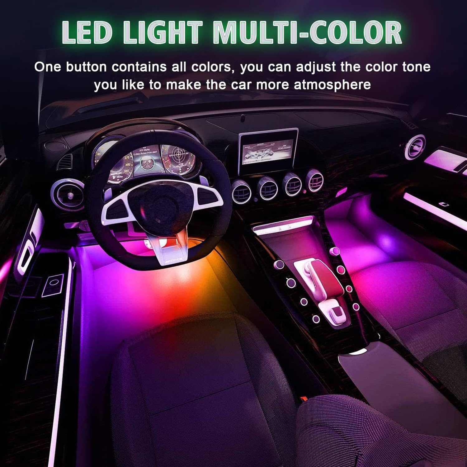 Mini USB LED Light, 8 Colors Car LED Interior Lighting 5V Smart USB Atmosphere Light, Laptop Keyboard Office Decoration Night Lamp, Adjustable Brightness