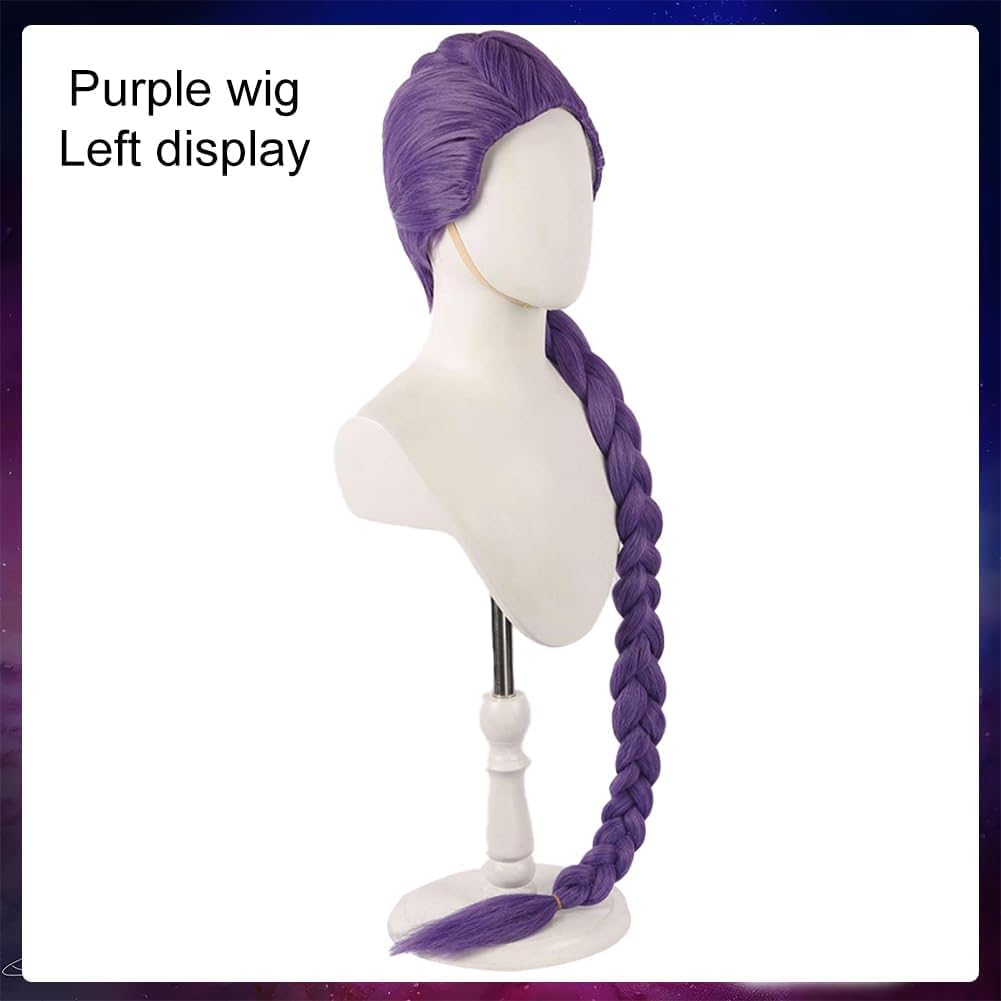 Demon Costume Halloween Cosplay Costume Long Straight Hair Accessory for Girl Women (Purple - Rumi) image number 2