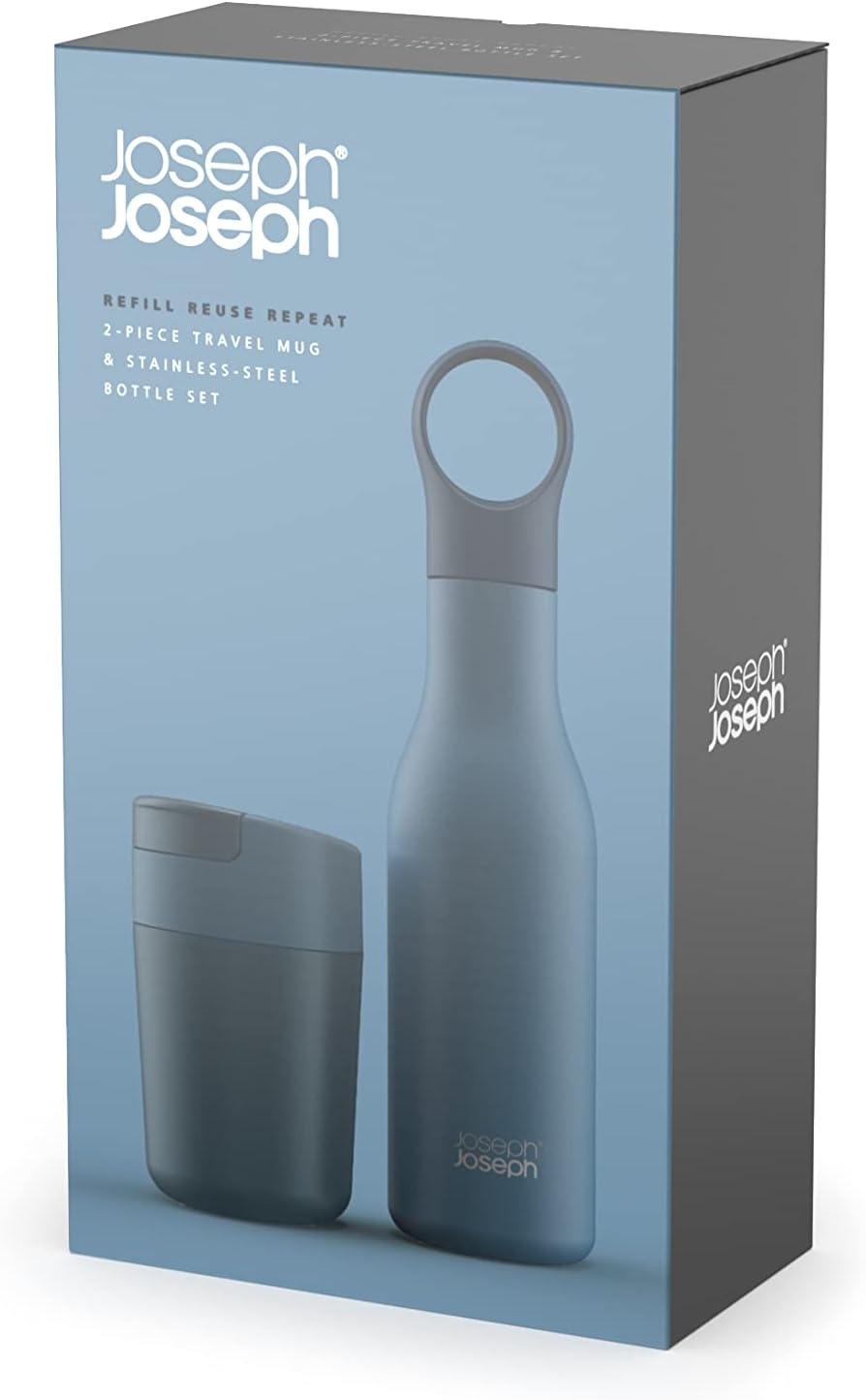 Joseph Joseph Refill Reuse Repeat 2-Piece Travel Mug & Bottle Set - Blue image number 5