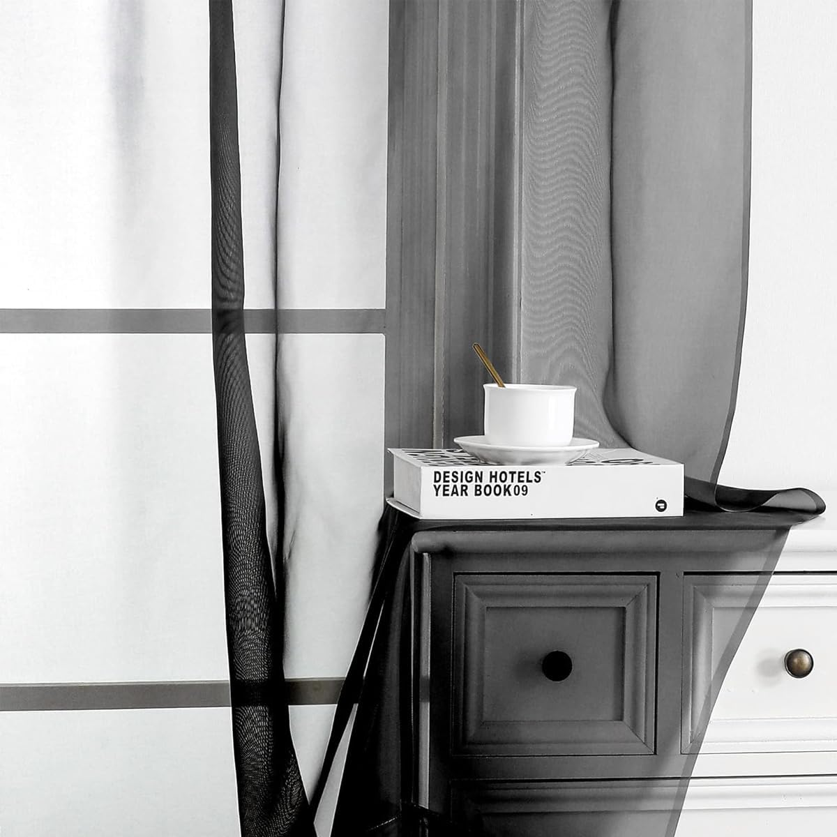 AIMALL Sheer Voile Curtain Panel for Bedroom, Rod Pocket Window Drapes, Polyester, 55X90 Inches, Available in Black, White, Pink