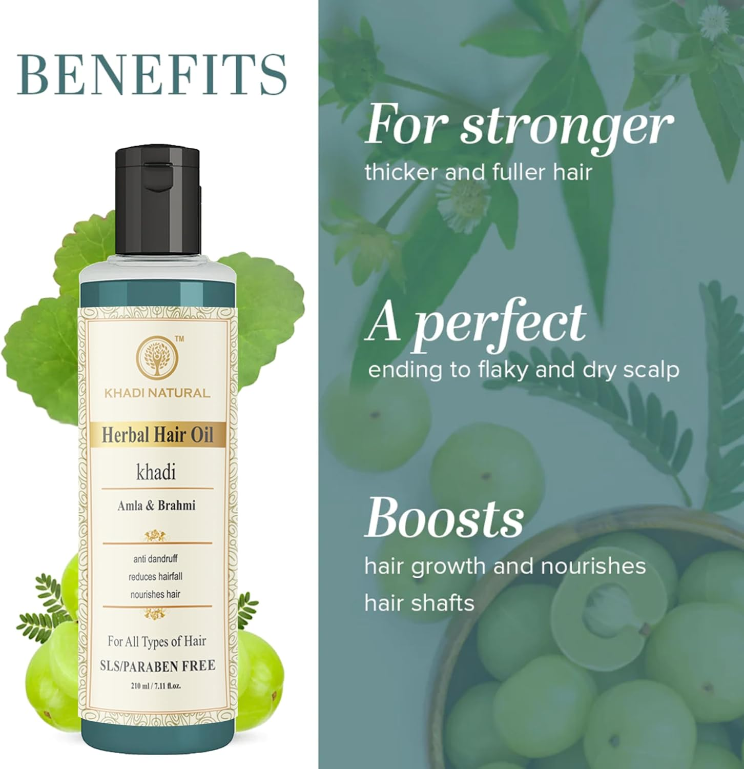 Khadi Organic Khadi Natural Herbal Amla Hair Oil 210Ml - Nourishing Ayurvedic Oil for Strong and Shiny Hair (Amla)