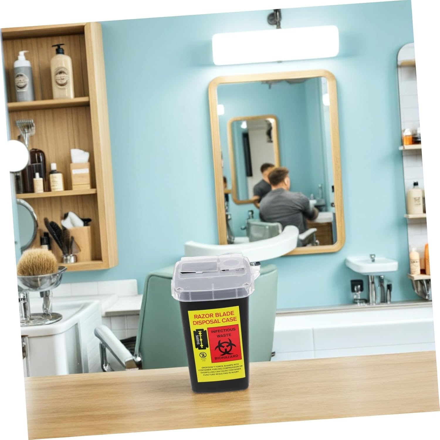 WRITWAA 2Pcs Portable Razor Blade Storage Case Hairdressing Razor Container with Locking Lid for Safe Shaving Blade Disposal and Recycling Lightweight and Reusable Sharps Box image number 1