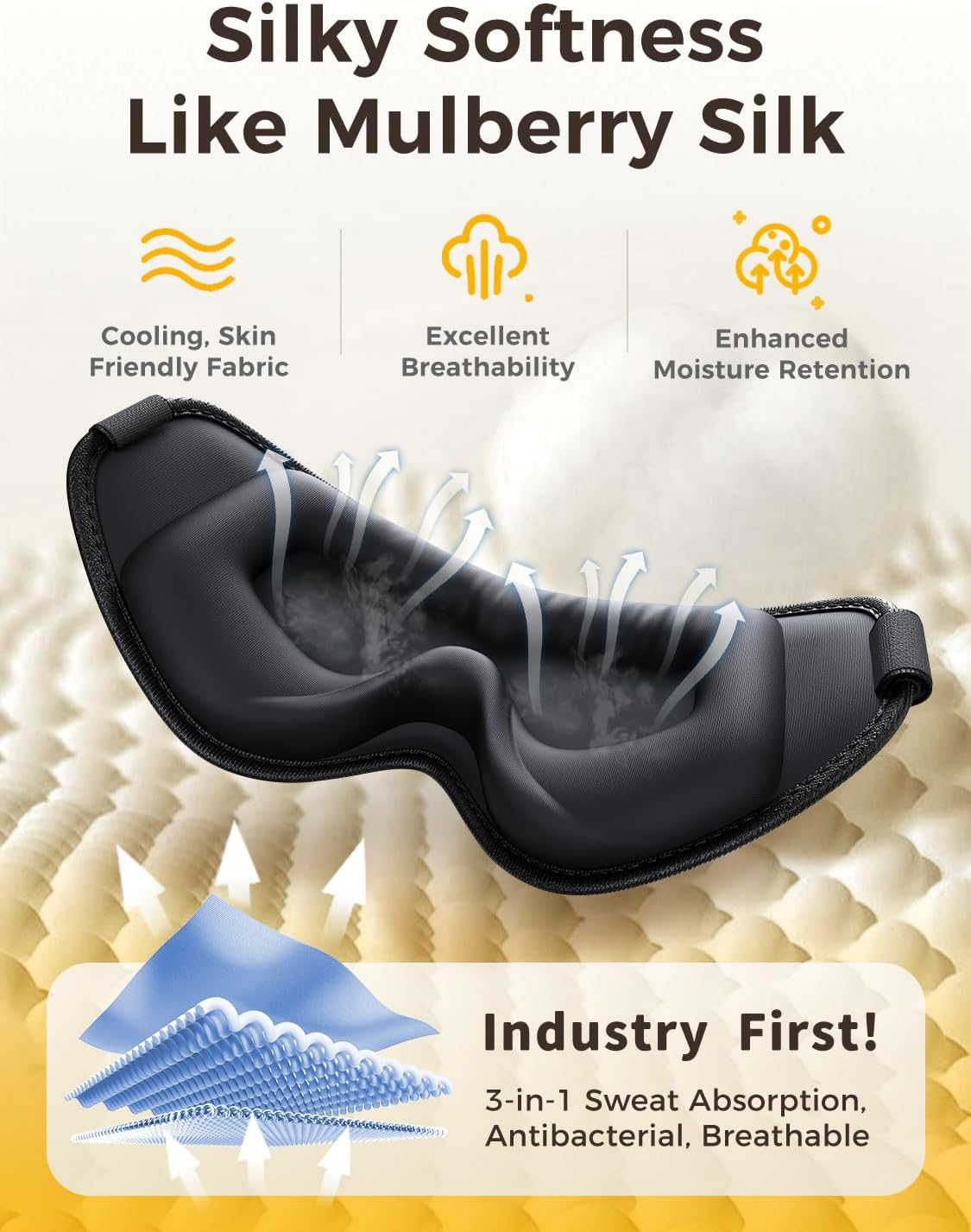 3D Sleep Mask [Side-Sleeper Friendly & 99.99% Blackout] Zero-Gravity Eye Masks for Sleep, Eye Mask Breathable, Sleeping Expert Certified, Washable & Light, for Women Men Travel/Airplane - Black