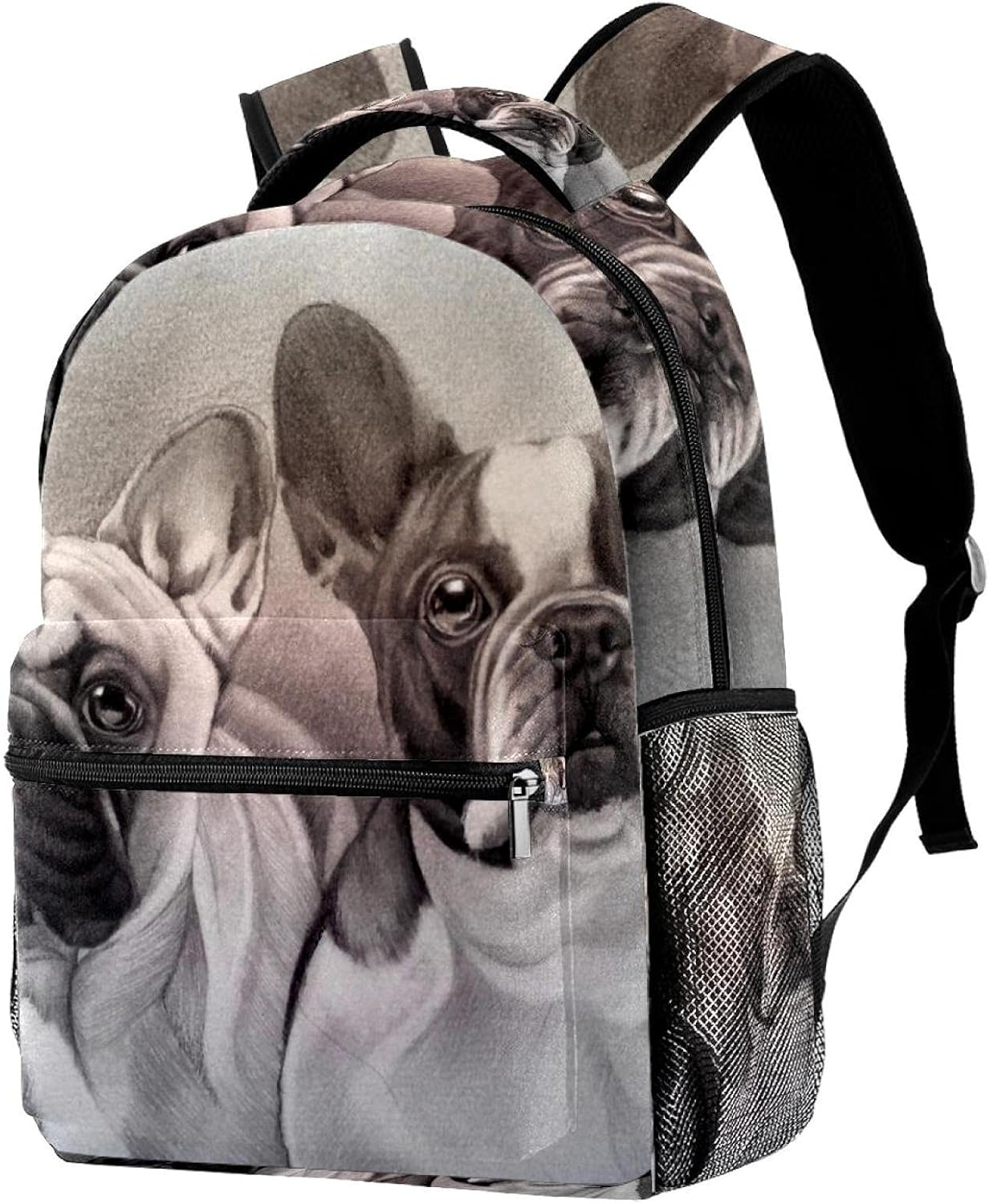 Cute Couple Bulldog Backpack Students Shoulder Bags Travel Bag College School Tote Backpacks image number 1