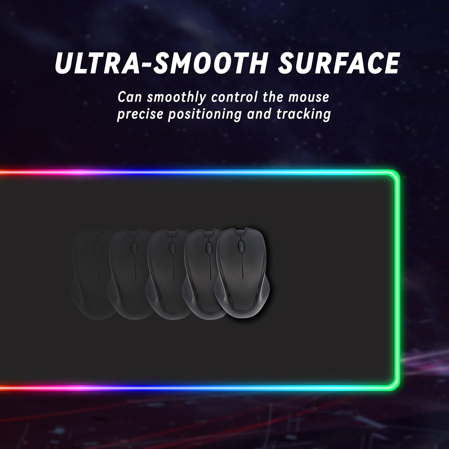 RGB Gaming Mouse Pad Extended Desk Mat 90X40Cm RGB Gaming Keyboard Pad Desk Mat Gaming Extra Large Upgrade Thickening 5Mm XXL Large Pro Mouse Mat Non-Slip Rubber for Pcgamer, Office (Black) - Pink image number 5