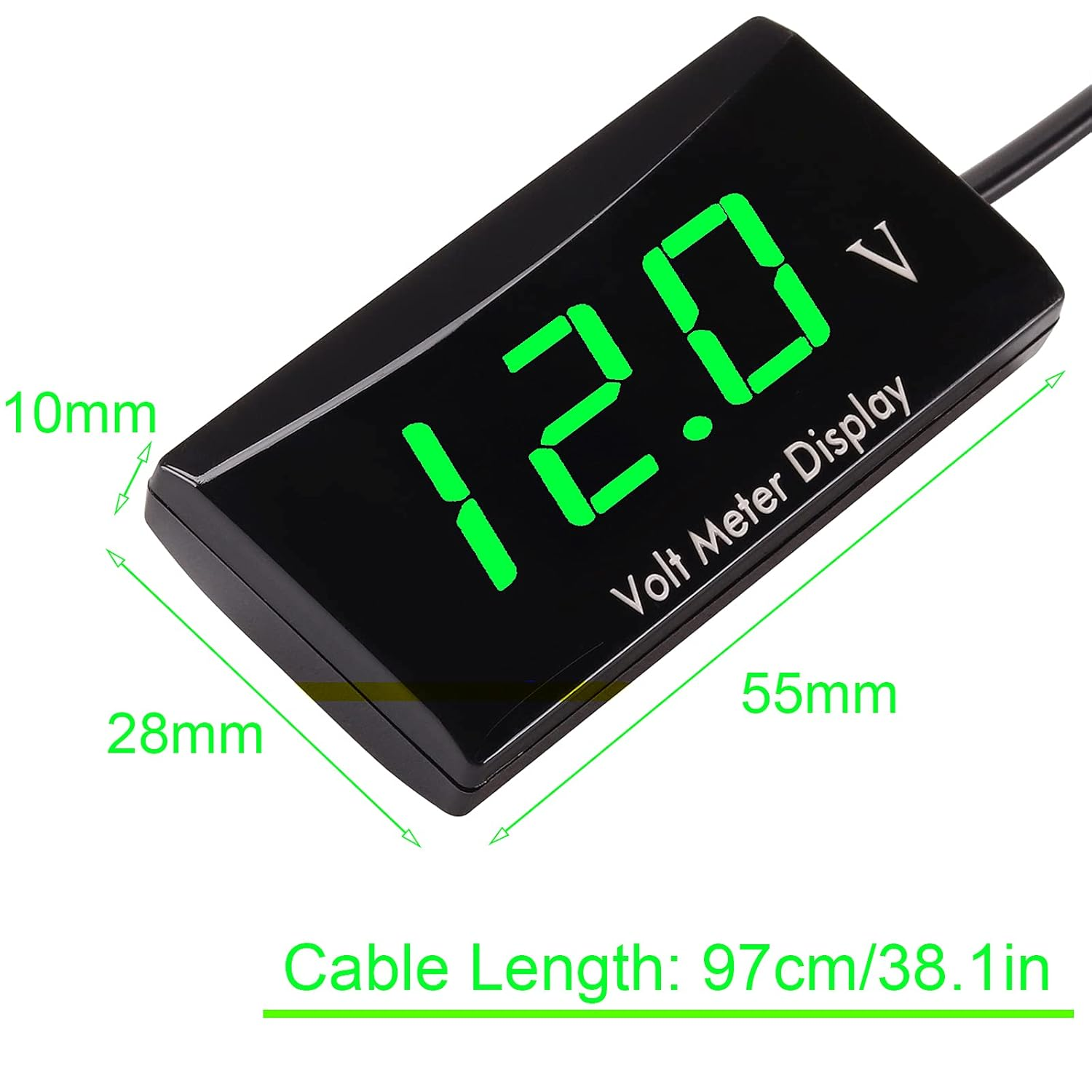 [Upgraded Version]Kinstecks Motorcycle Voltmeter DC 12V Digital Voltmeter Gauge LED Display Voltage Meter for Motorcycle Car Battery Voltage Monitor-Green