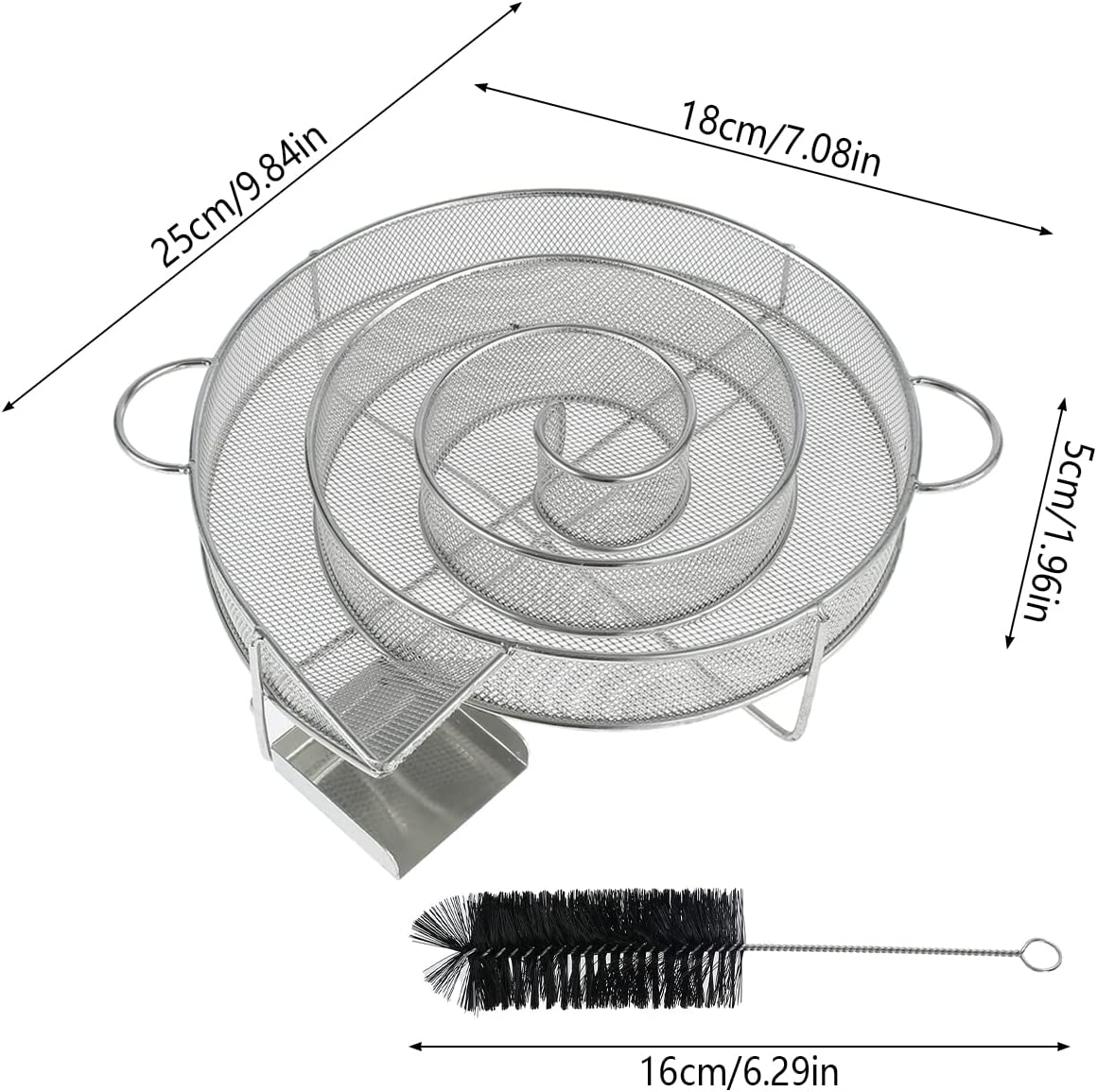 Cold Smoke Generator for BBQ Grill or Smoker Wood Dust Hot and Cold Smoking Salmon Meat Burn, Stainless Steel Pellet Smoke Generator with Brush and Hooks, round Cold Smoker Generator for Kettle image number 1