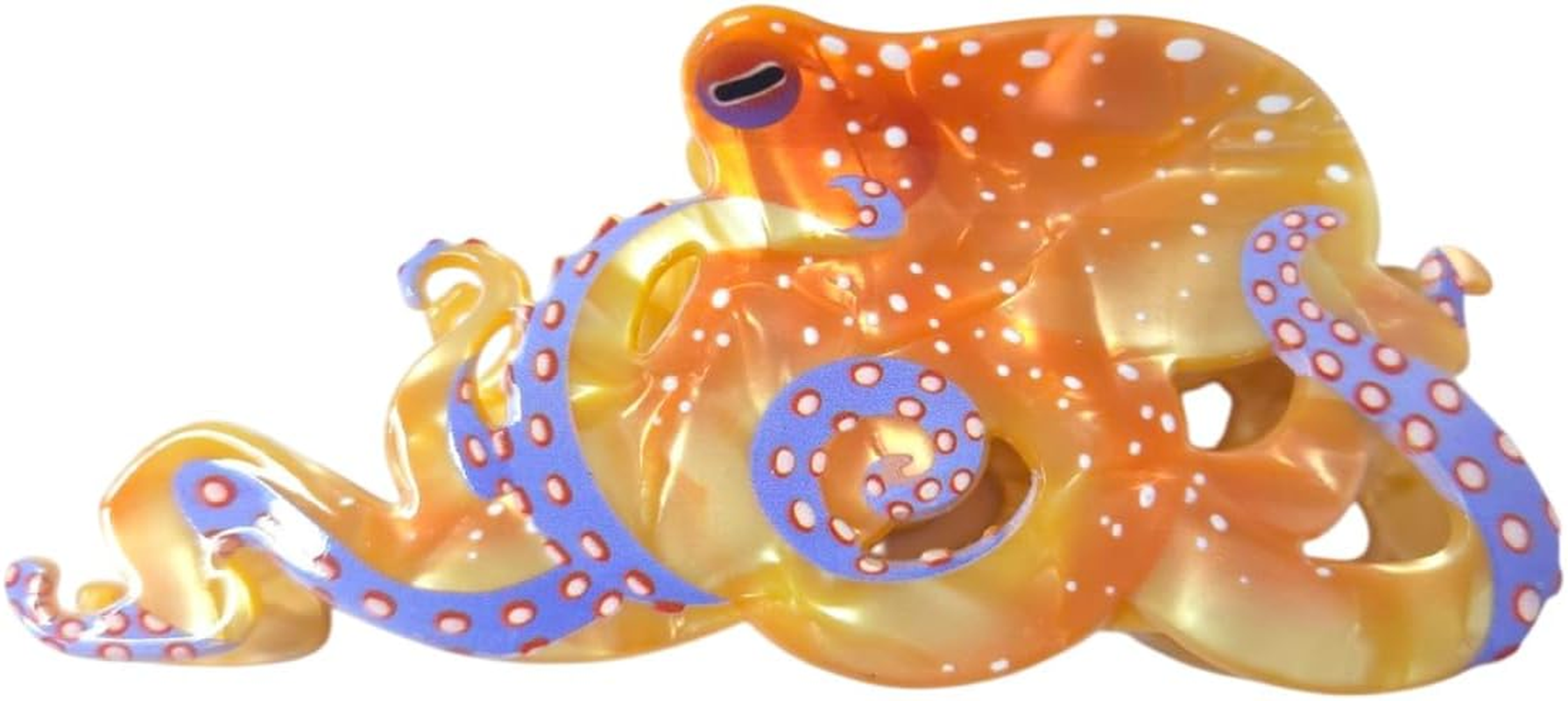 Yamobi Hair Claw Large Octopus Clips Orange - Acetate Hair Clip, Ocean Hair Clip, Hair Claw for Women, Large Hair Clips for Thick & Thin Hair