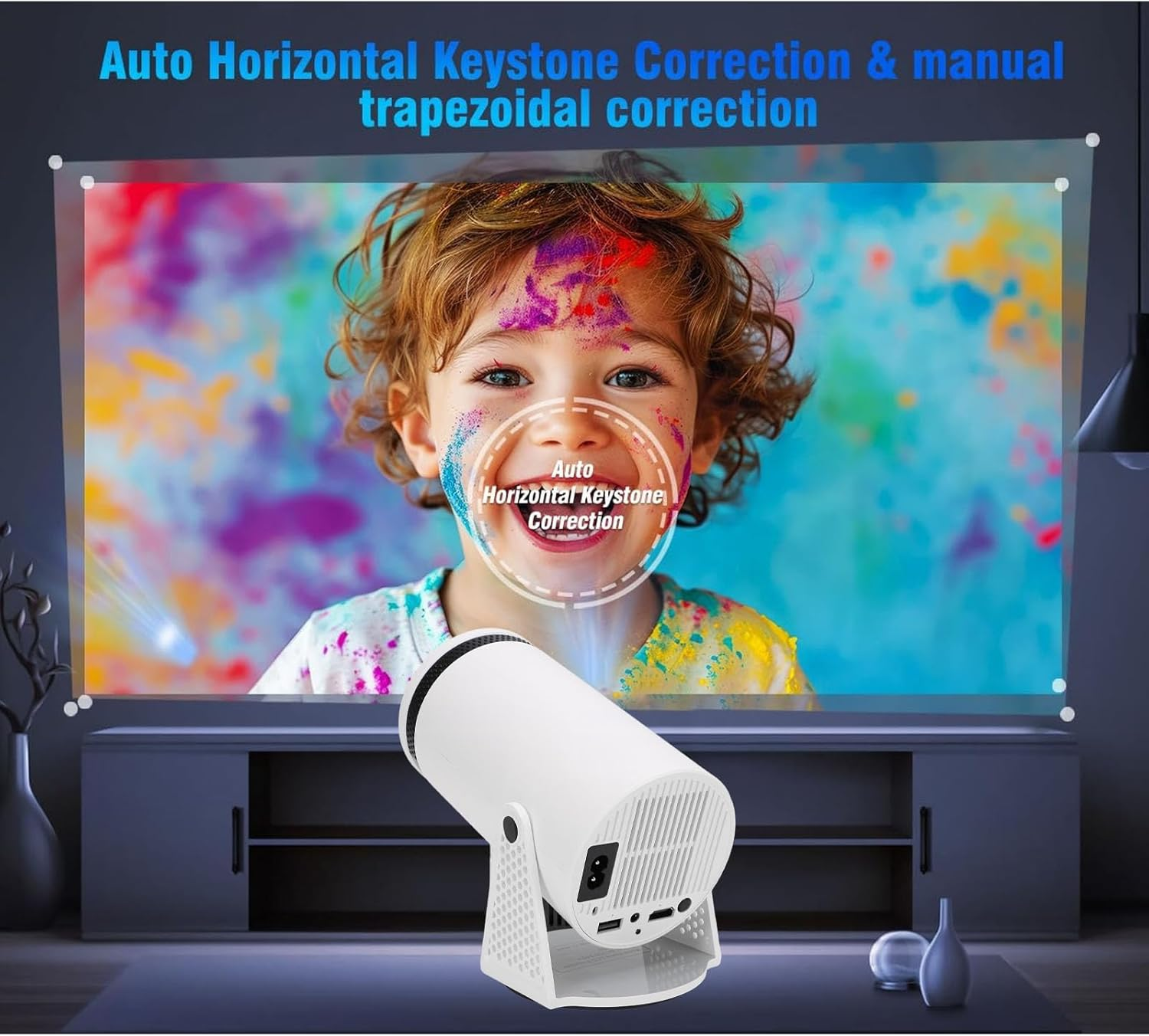 Bewinner 4K UHD Smart Small Projector, 1080P Portable Home Video Projector with 5G Wifi6 BT 5.3, Auto Correction, 260 Inch Screen Size, Home Theater for Android 11 (AU Plug 100‑240V) image number 4