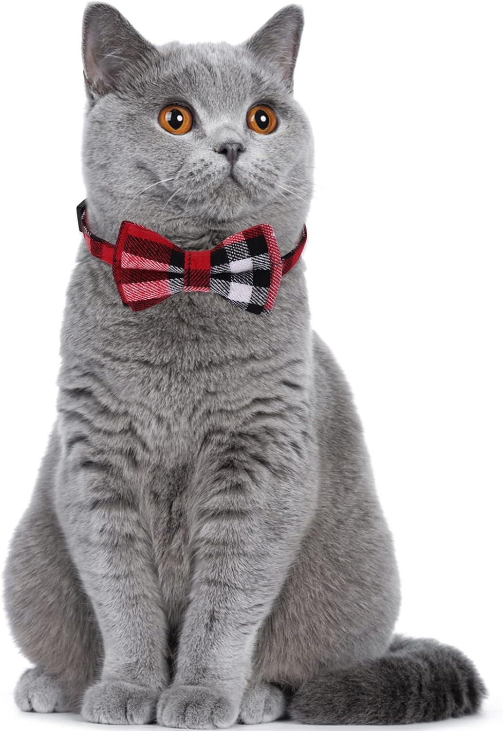 Giantree 4Pcs Cat Collars Bow Tie with Bell, Breakaway Kitten Collar for Cats Cute Plaid Design Adjustable Pet Collars 7-12Inch for Kitten Cats and Small Dogs image number 5