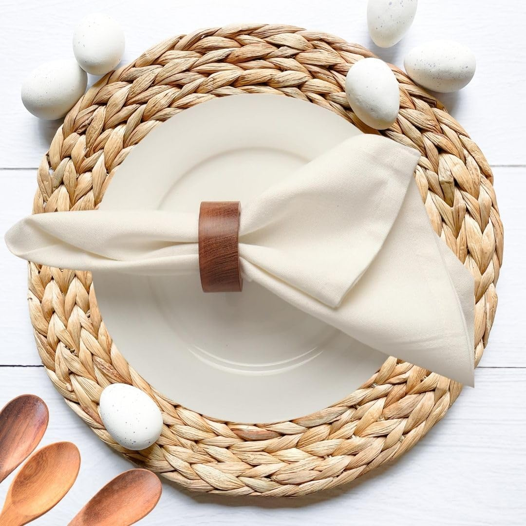 ARN Craft Handmade Wood Napkin Ring Set with 12 Napkin Rings (CW- 05-12)