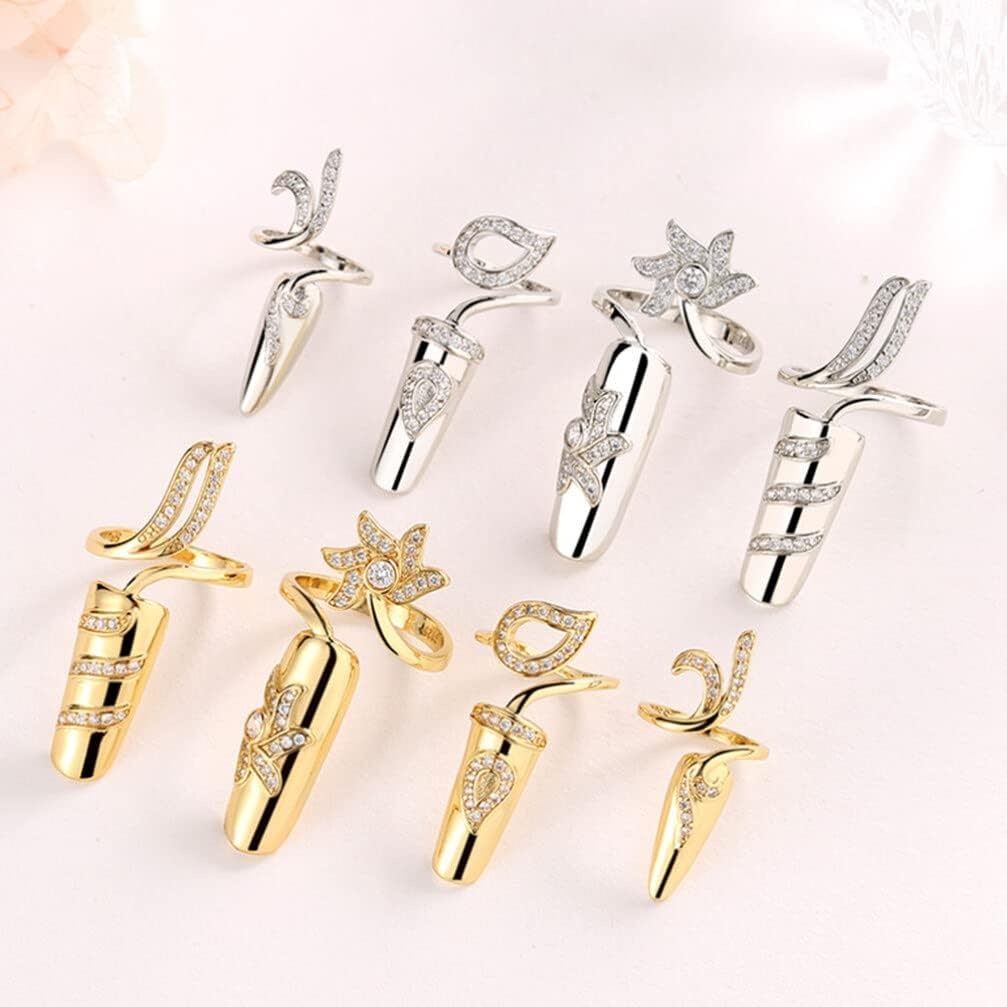 FRCOLOR 8 Pcs Women Fingernail Nail Ring Fingernail Rings Rhinestone Ring Rings Fashion Simple
