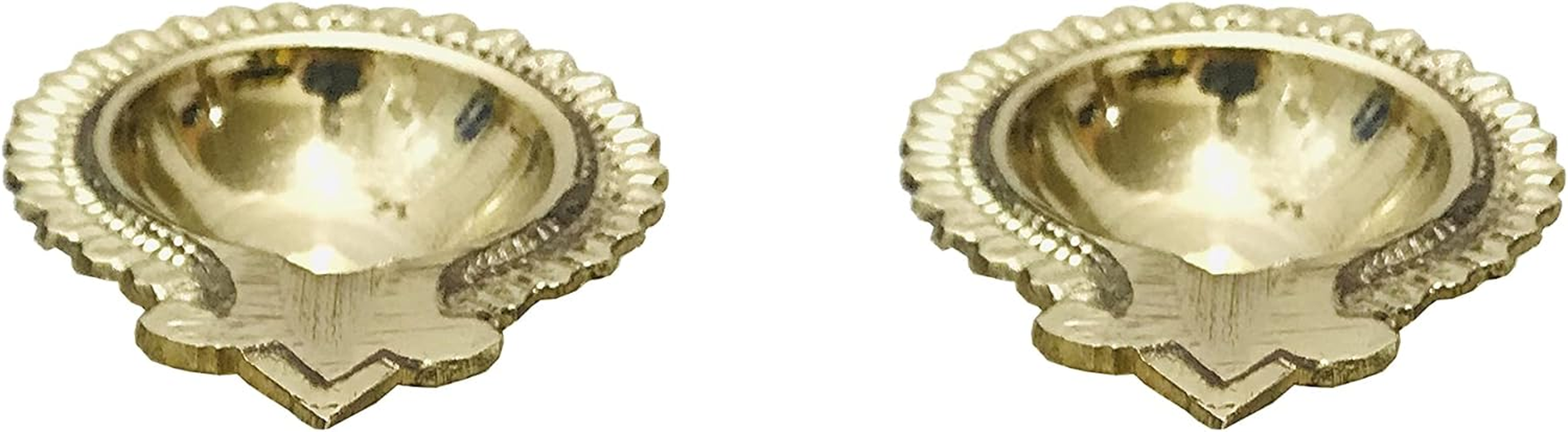 Brass Diya Dhibla Golden Diya Pooja Dia Brass Diwali Puja Diwali Diya/Deepawali Deepak Oil Lamps/Christmas Decoration Engraved Unique Design Gift Items Pack of 6 with Phouch image number 2