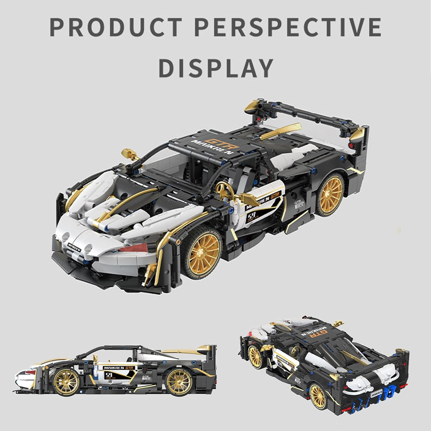 TUOMU GTR Remote Control Car Building Blocks Set, T1004 1:14 Scale Model Car Building Kit for Display and Collectible, RC Race Car Building Toy for Kids 8+ and Adults, 1242 PCS image number 3