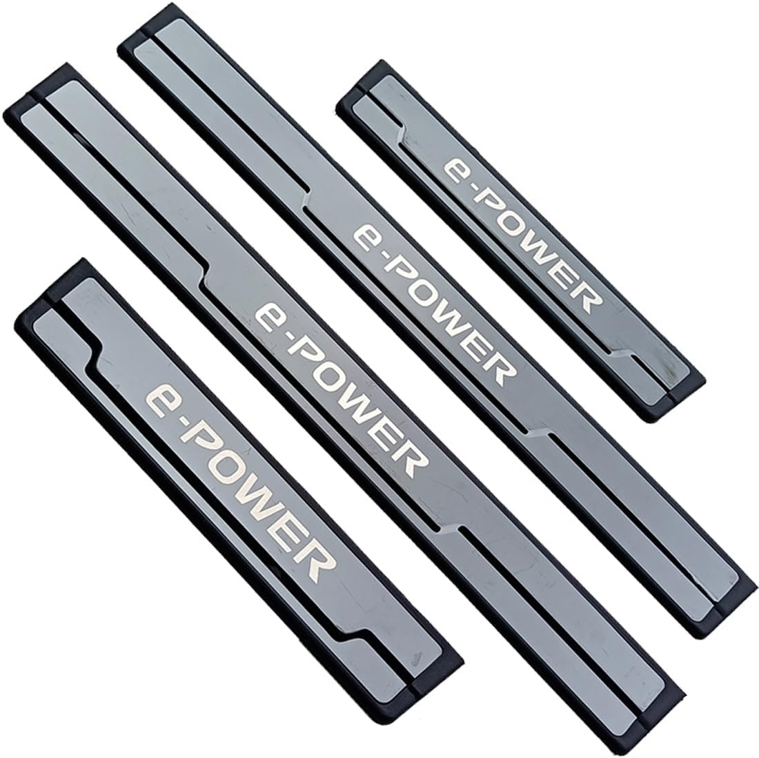 Stainless Door Sill Protector Kick Plate Entry Guard Kit for Nissan X-Trail T33 Qashqai J12 E-Power Ariya EV 2024 Interior Accessory (Black E-Power Text) image number 2
