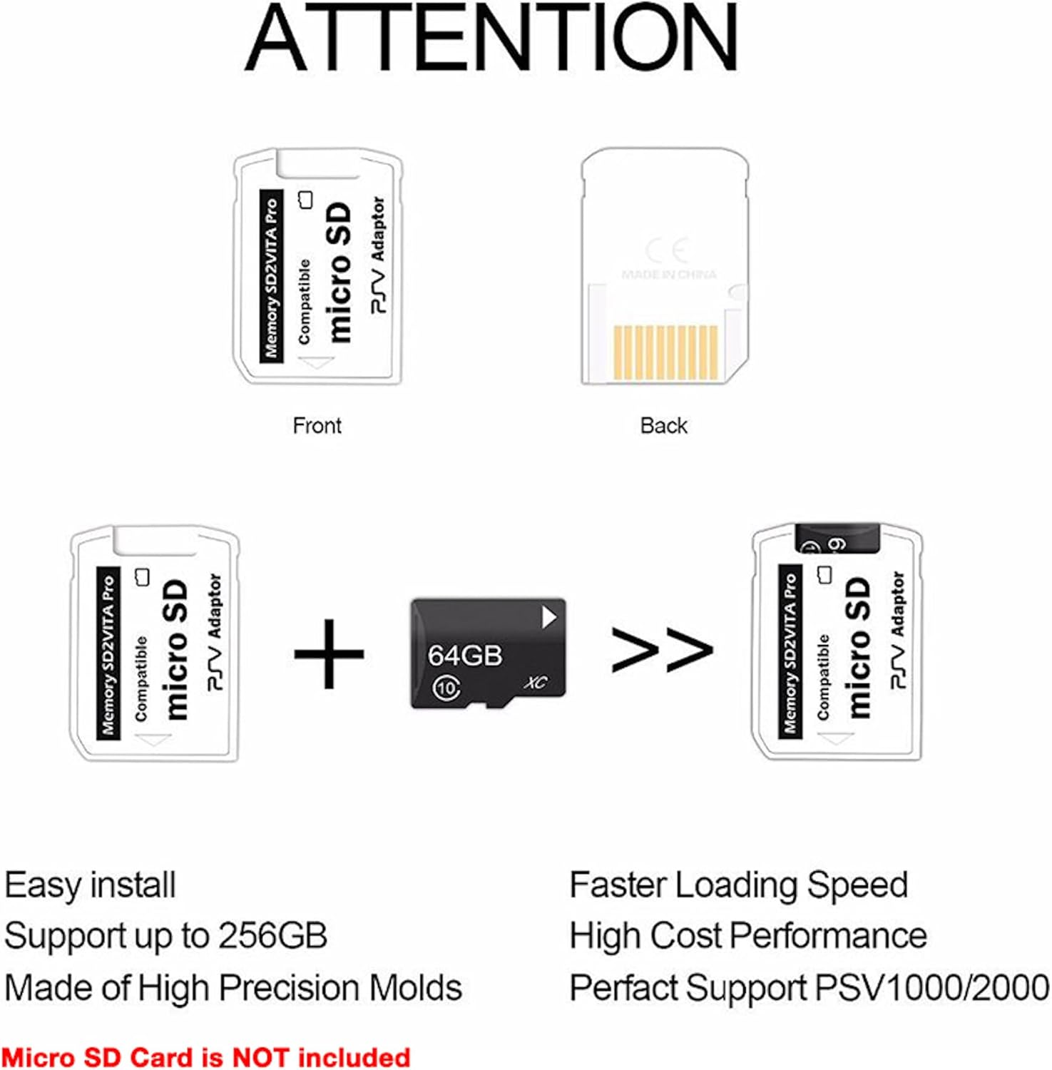 Sd2Vita 5.0 Memory Card Adapter for PS Vita - Ultimate Version Micro SD Adapter - Compatible with PS Vita 1000/2000 and PSTV - Supports FW 3.60 Henkaku Enso System image number 2