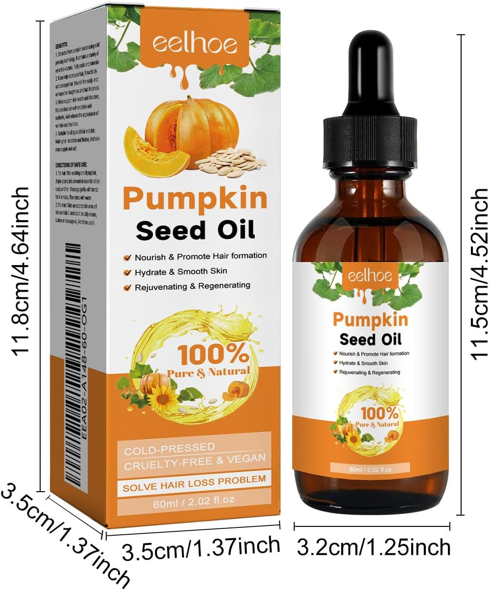 YSHIGUING Pumpkin Oil for Hair Growth, Organic Pumpkin Seed Oil for Hair, Eyelashes & Eyebrows, Skin, Massage, Soothing，Hair Oil - Antiaging Pumpkin Oil Extract - Hair Essential Oil image number 6